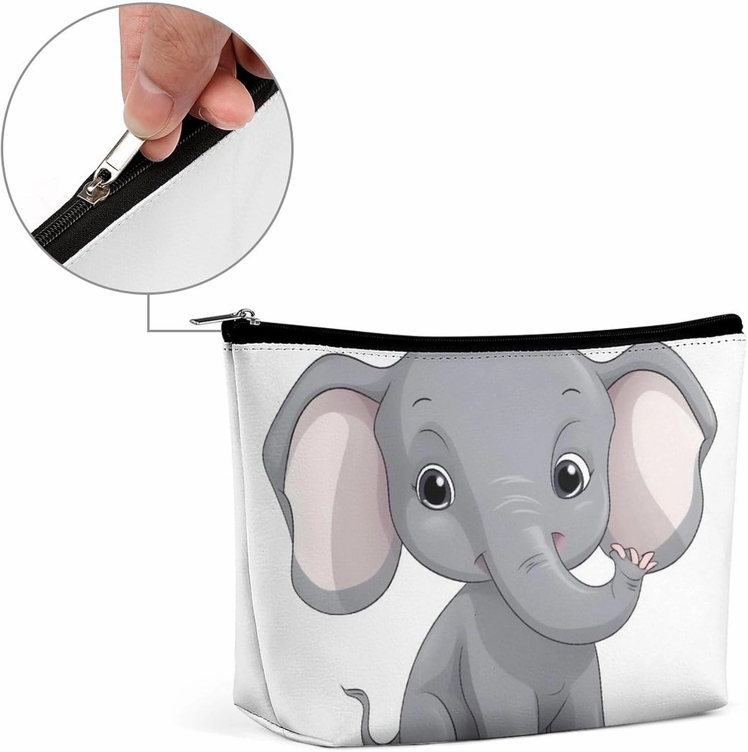 Portable Small Cosmetic Bag Cute Travel Makeup Bag Cute Cartoon Elephant Waterproof Toiletry Bag for Women