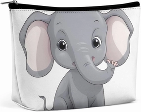 Portable Small Cosmetic Bag Cute Travel Makeup Bag Cute Cartoon Elephant Waterproof Toiletry Bag for Women