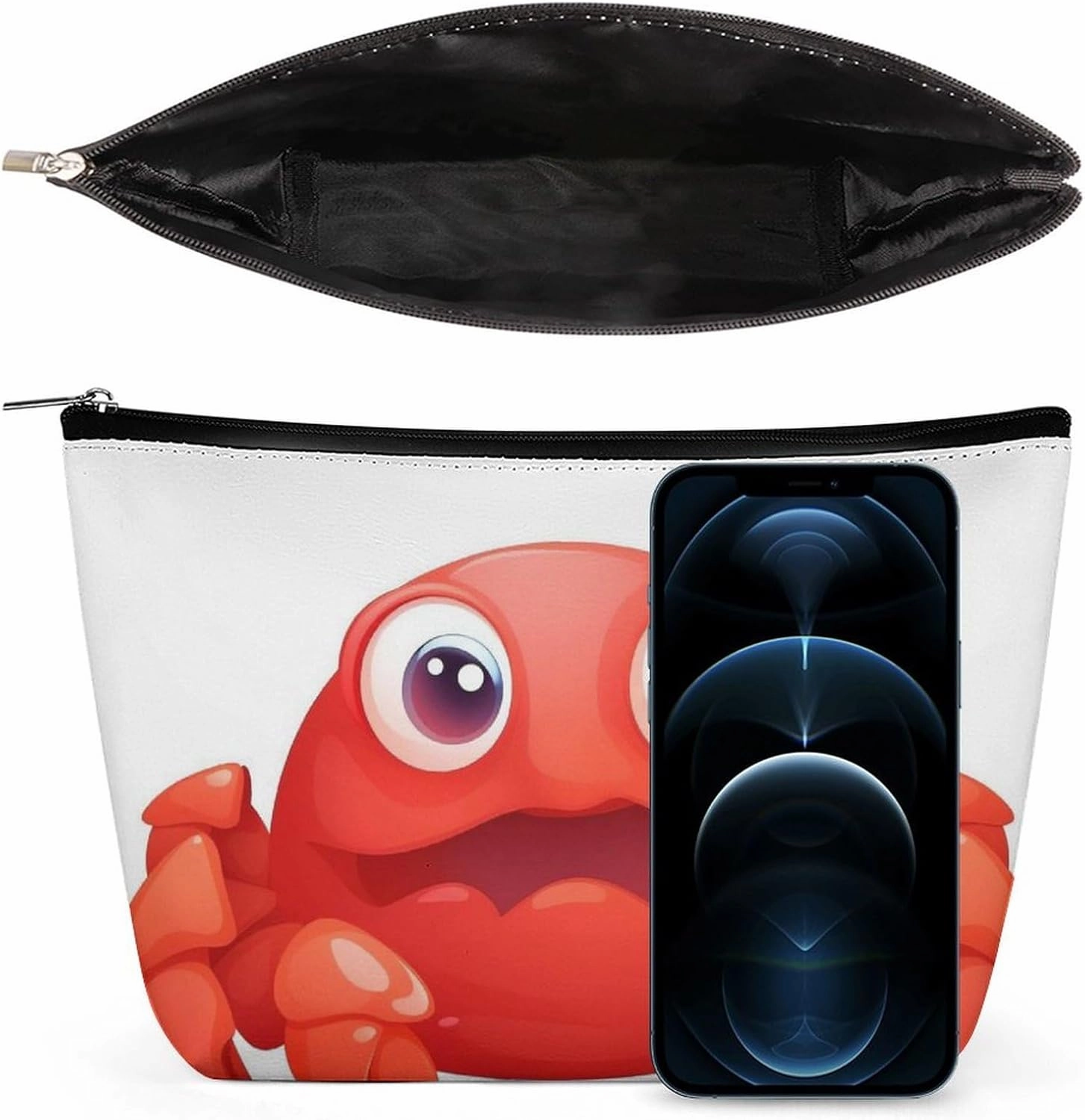 Portable Small Cosmetic Bag Cute Travel Makeup Bag Cute Red Crab Waterproof Toiletry Bag for Women