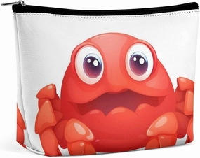 Portable Small Cosmetic Bag Cute Travel Makeup Bag Cute Red Crab Waterproof Toiletry Bag for Women