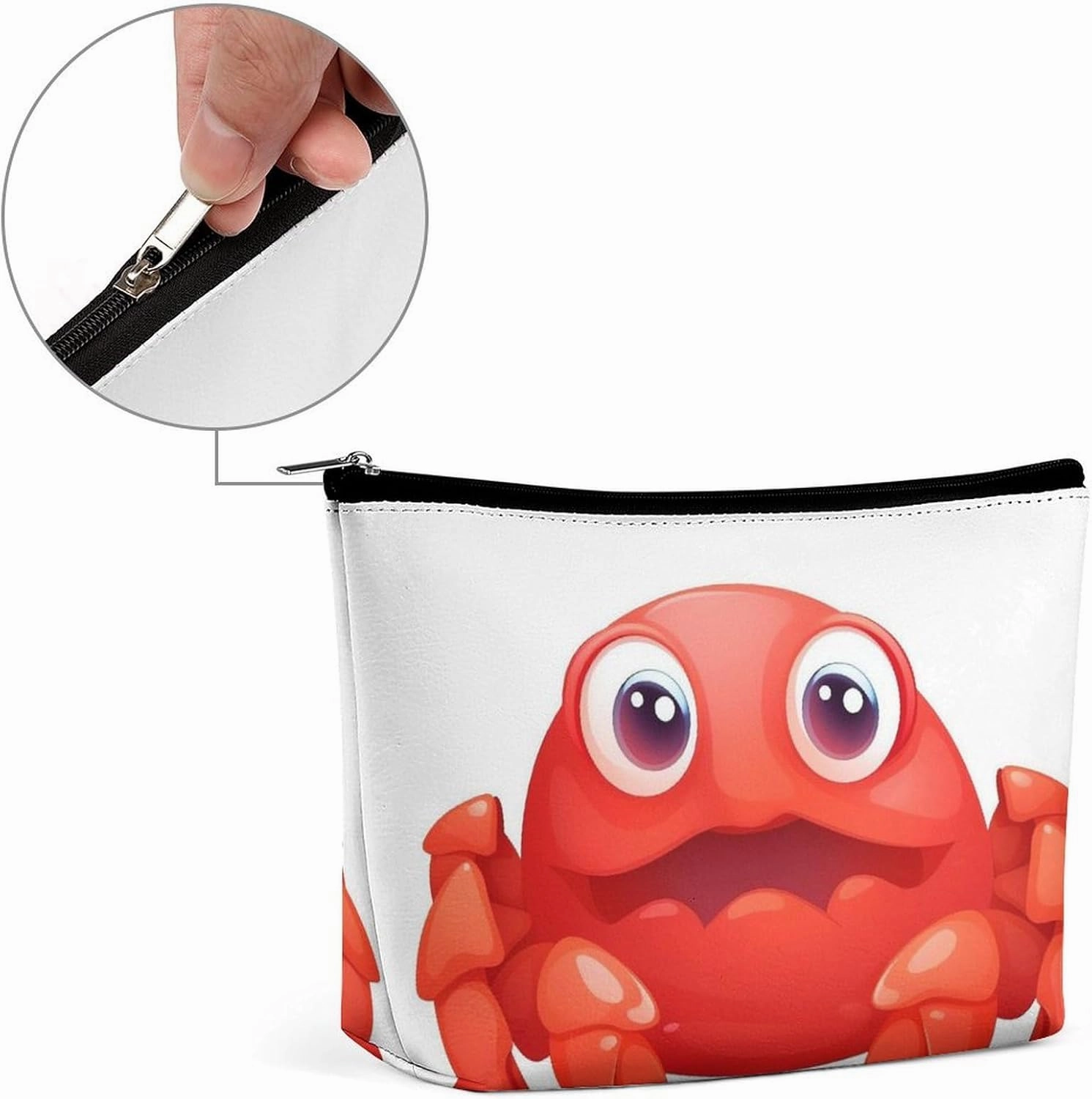 Portable Small Cosmetic Bag Cute Travel Makeup Bag Cute Red Crab Waterproof Toiletry Bag for Women