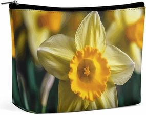 Portable Small Cosmetic Bag Cute Travel Makeup Bag Daffodil Flower Waterproof Toiletry Bag for Women
