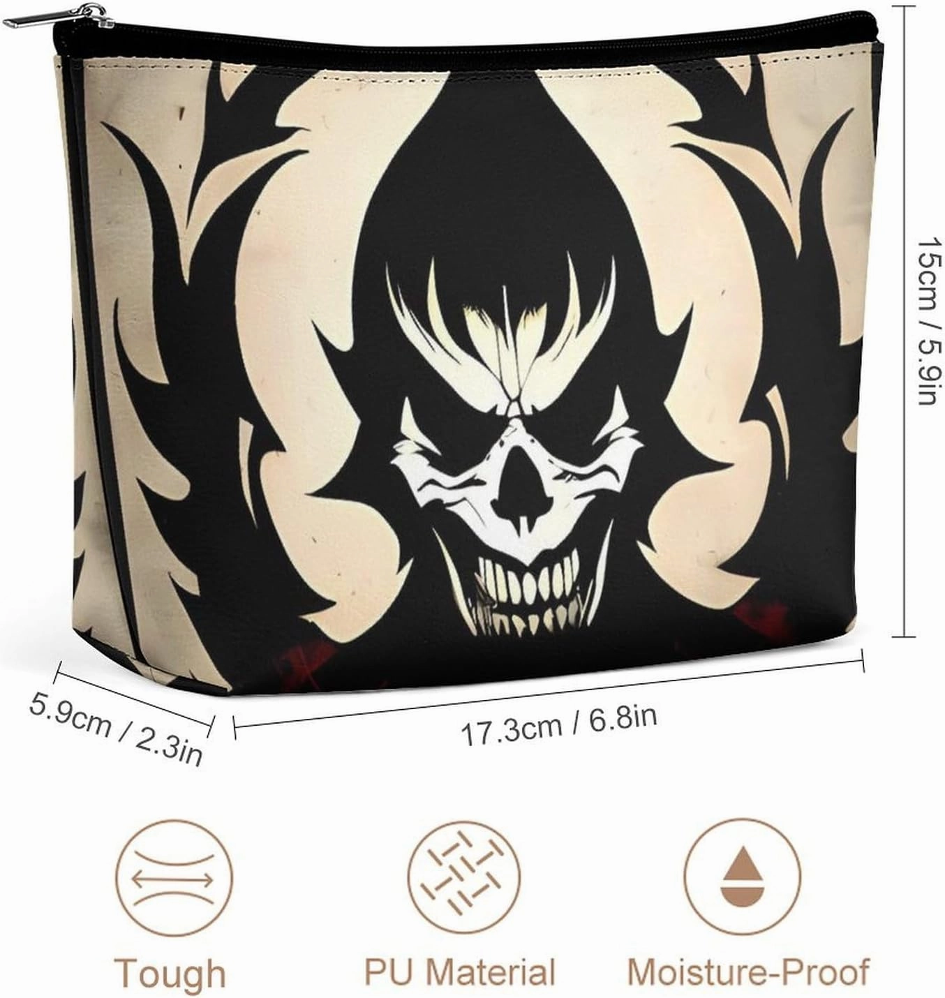 Portable Small Cosmetic Bag Cute Travel Makeup Bag Devil Satan Waterproof Toiletry Bag for Women