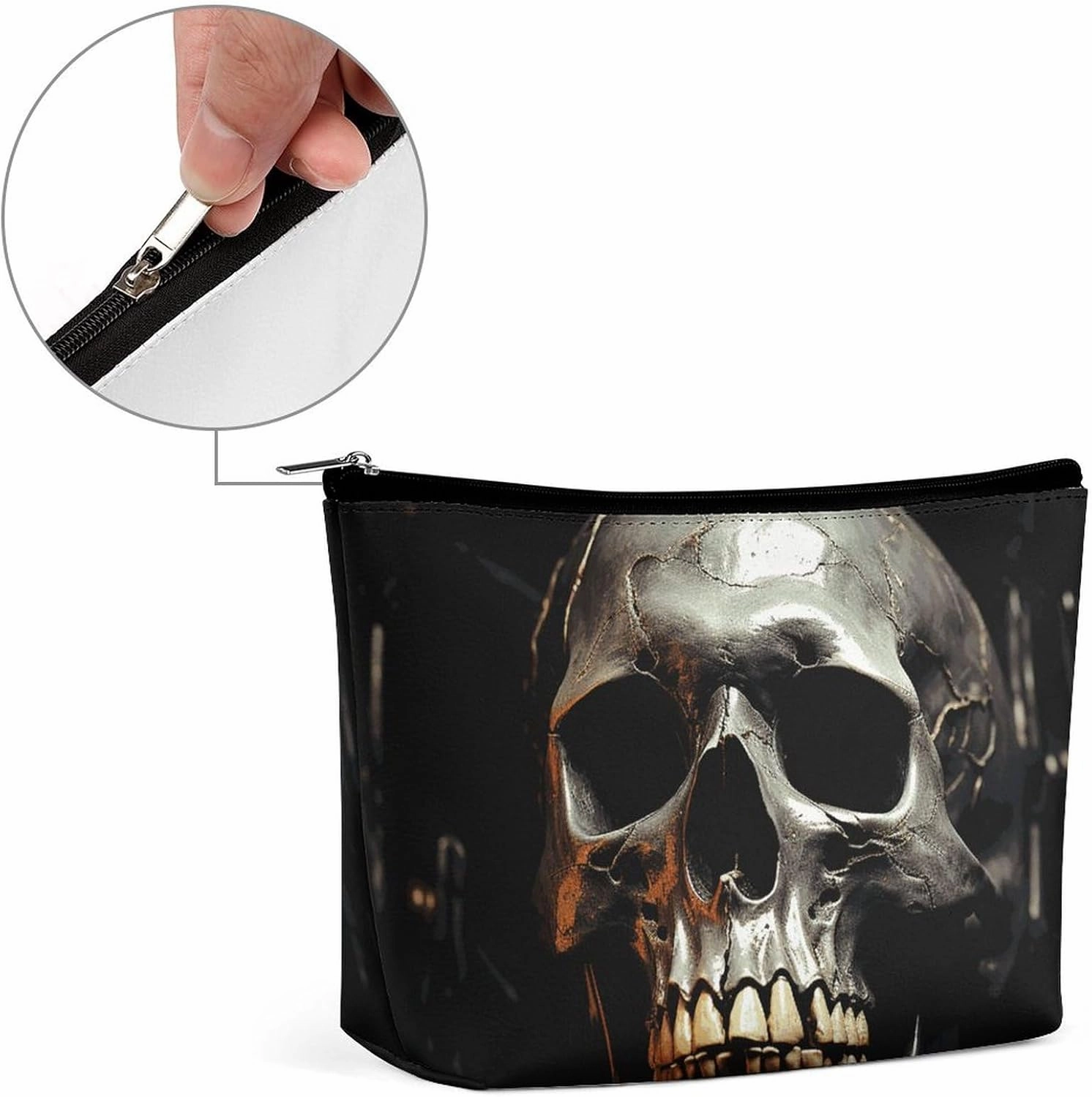 Portable Small Cosmetic Bag Cute Travel Makeup Bag Eerie Scary Skull Waterproof Toiletry Bag for Women