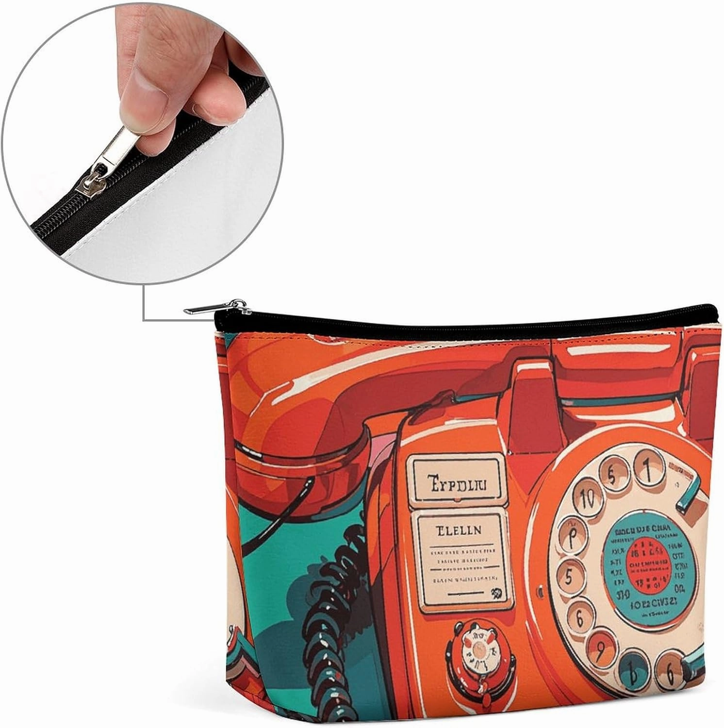 Portable Small Cosmetic Bag Cute Travel Makeup Bag England UK Retro London Telephones Waterproof Toiletry Bag for Women