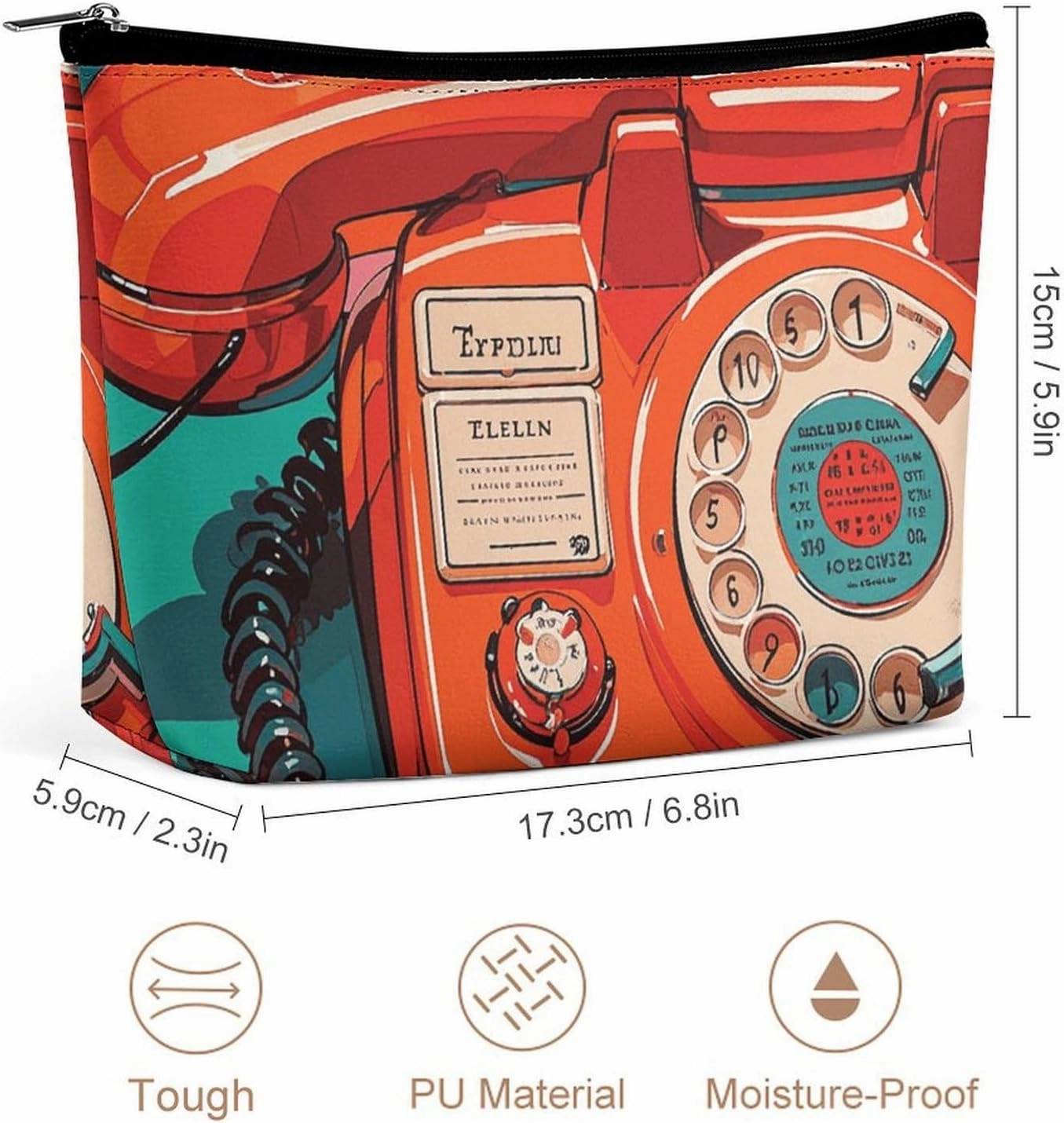 Portable Small Cosmetic Bag Cute Travel Makeup Bag England UK Retro London Telephones Waterproof Toiletry Bag for Women