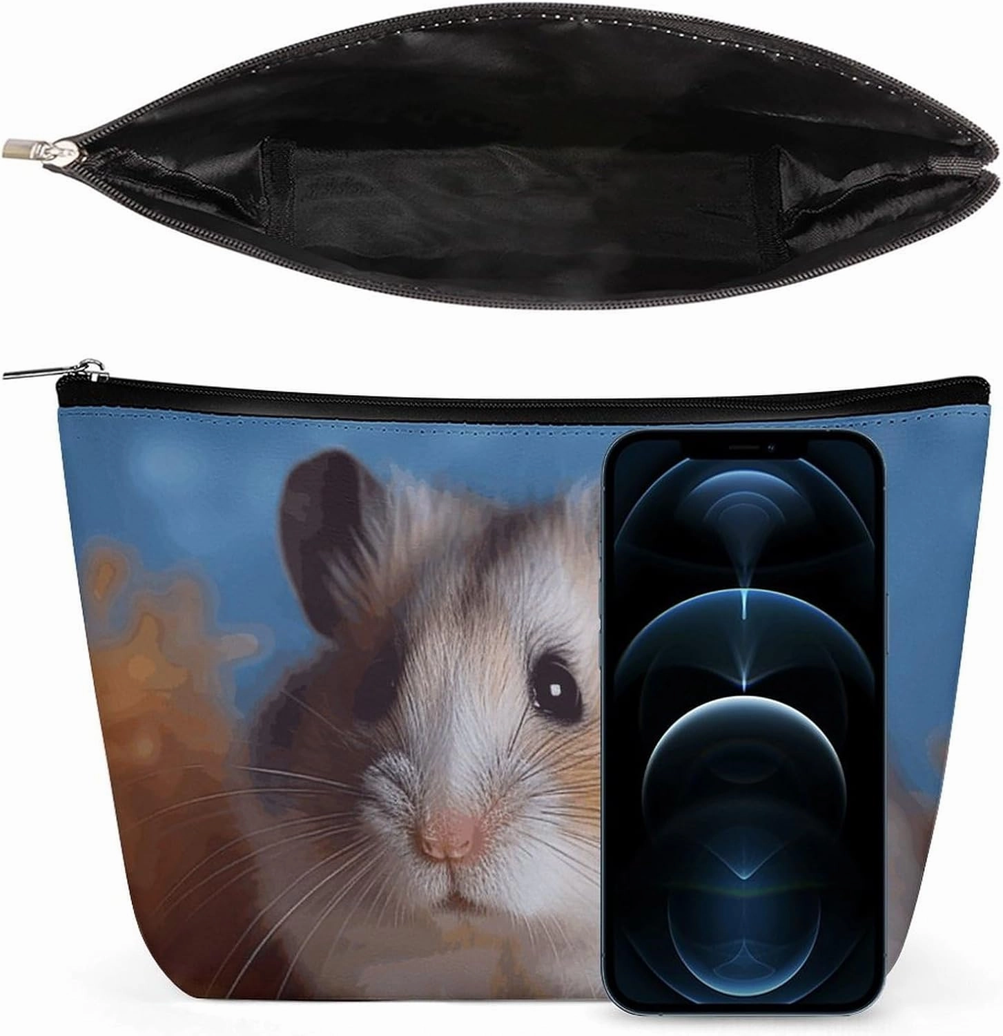 Portable Small Cosmetic Bag Cute Travel Makeup Bag Hamster Waterproof Toiletry Bag for Women