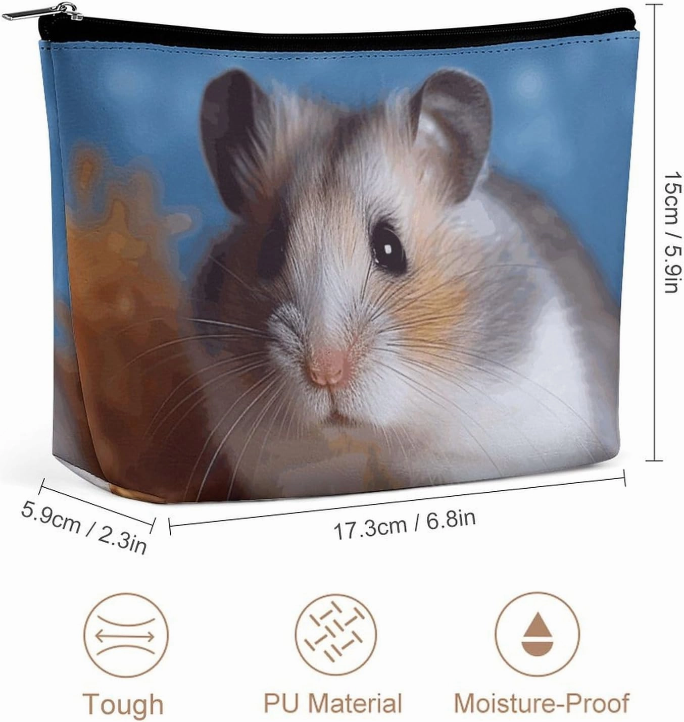 Portable Small Cosmetic Bag Cute Travel Makeup Bag Hamster Waterproof Toiletry Bag for Women