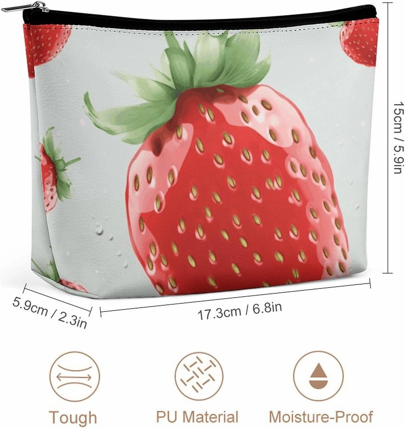Portable Small Cosmetic Bag Cute Travel Makeup Bag Lovely Strawberry Waterproof Toiletry Bag for Women