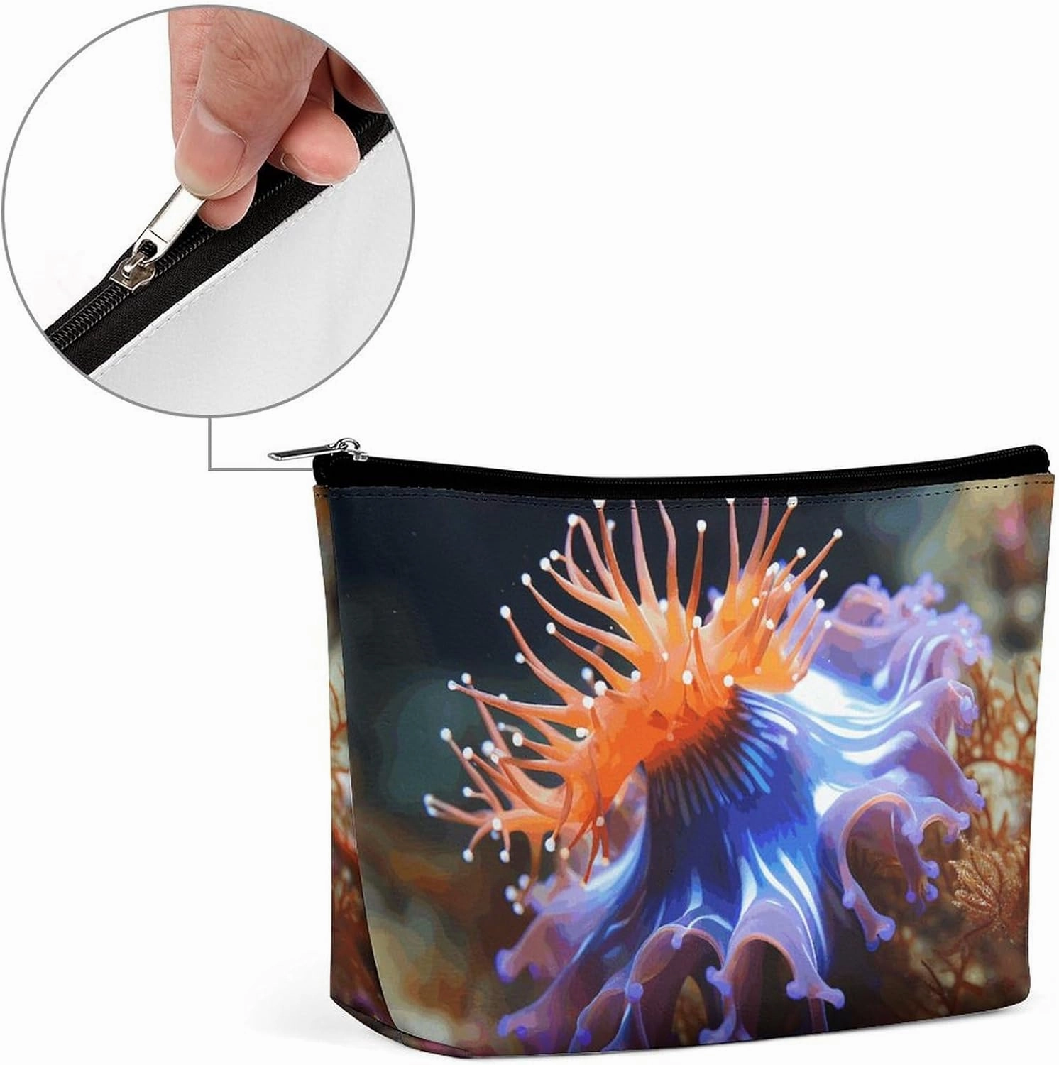 Portable Small Cosmetic Bag Cute Travel Makeup Bag Nudibranch Waterproof Toiletry Bag for Women