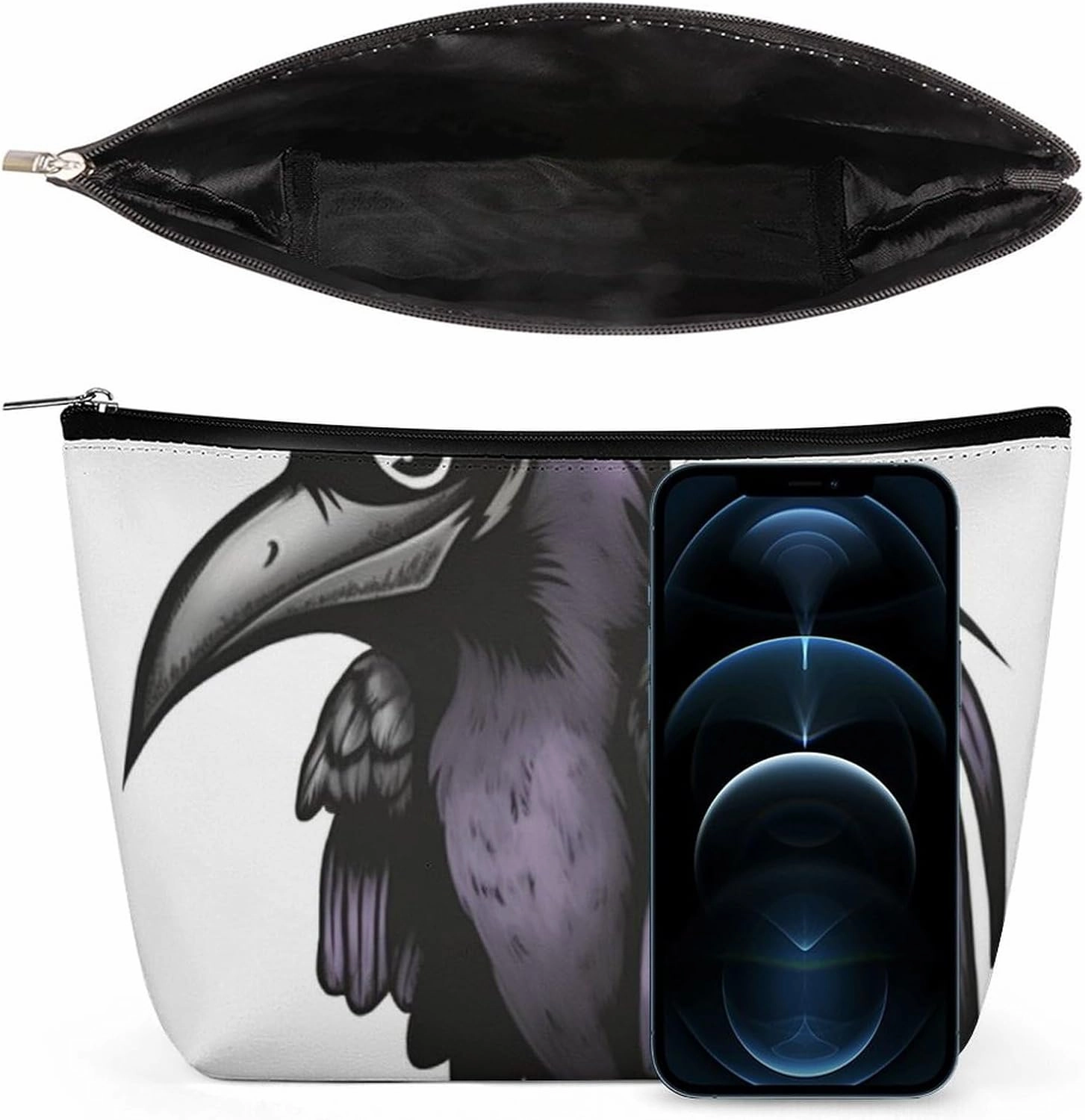 Portable Small Cosmetic Bag Cute Travel Makeup Bag Ravens Waterproof Toiletry Bag for Women