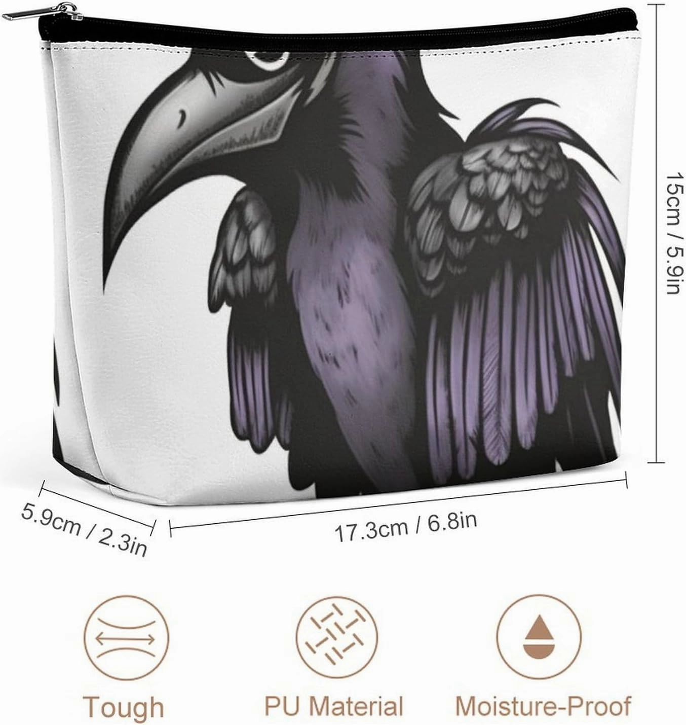 Portable Small Cosmetic Bag Cute Travel Makeup Bag Ravens Waterproof Toiletry Bag for Women