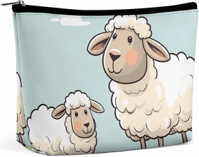 Portable Small Cosmetic Bag Cute Travel Makeup Bag Sheep And Lamb Cartoon Waterproof Toiletry Bag for Women