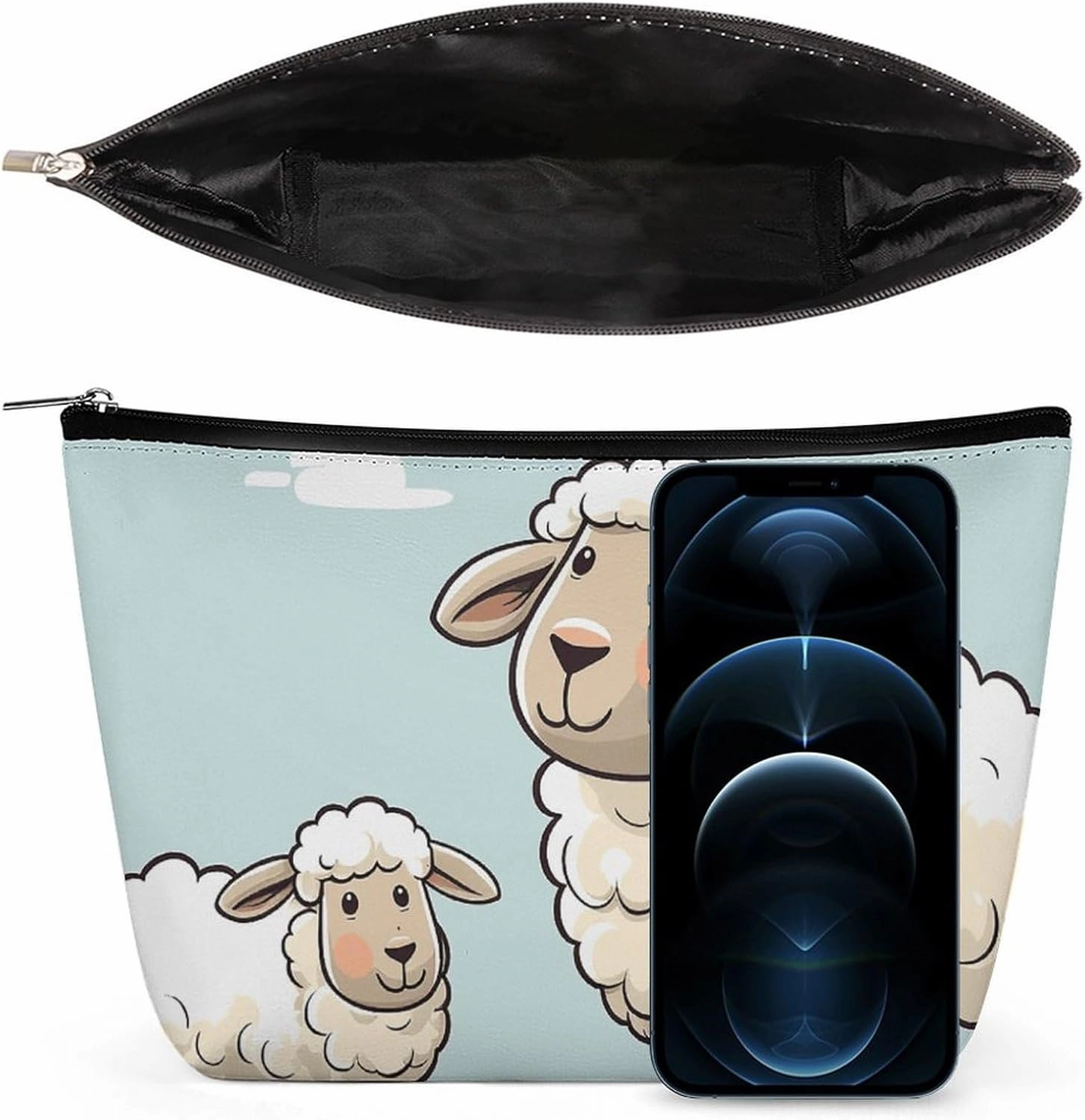 Portable Small Cosmetic Bag Cute Travel Makeup Bag Sheep And Lamb Cartoon Waterproof Toiletry Bag for Women