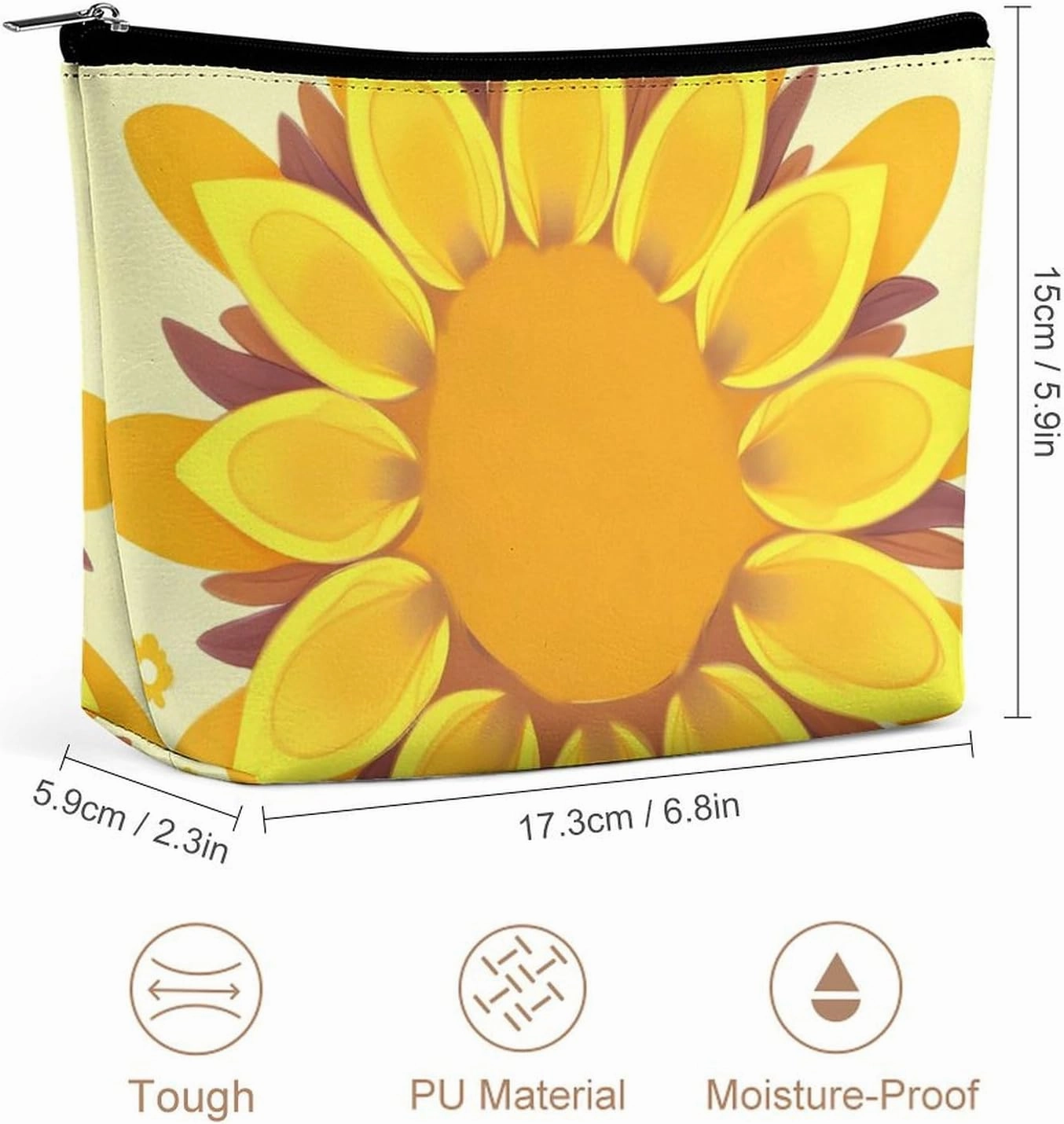 Portable Small Cosmetic Bag Cute Travel Makeup Bag Sunflower Beauty Waterproof Toiletry Bag for Women
