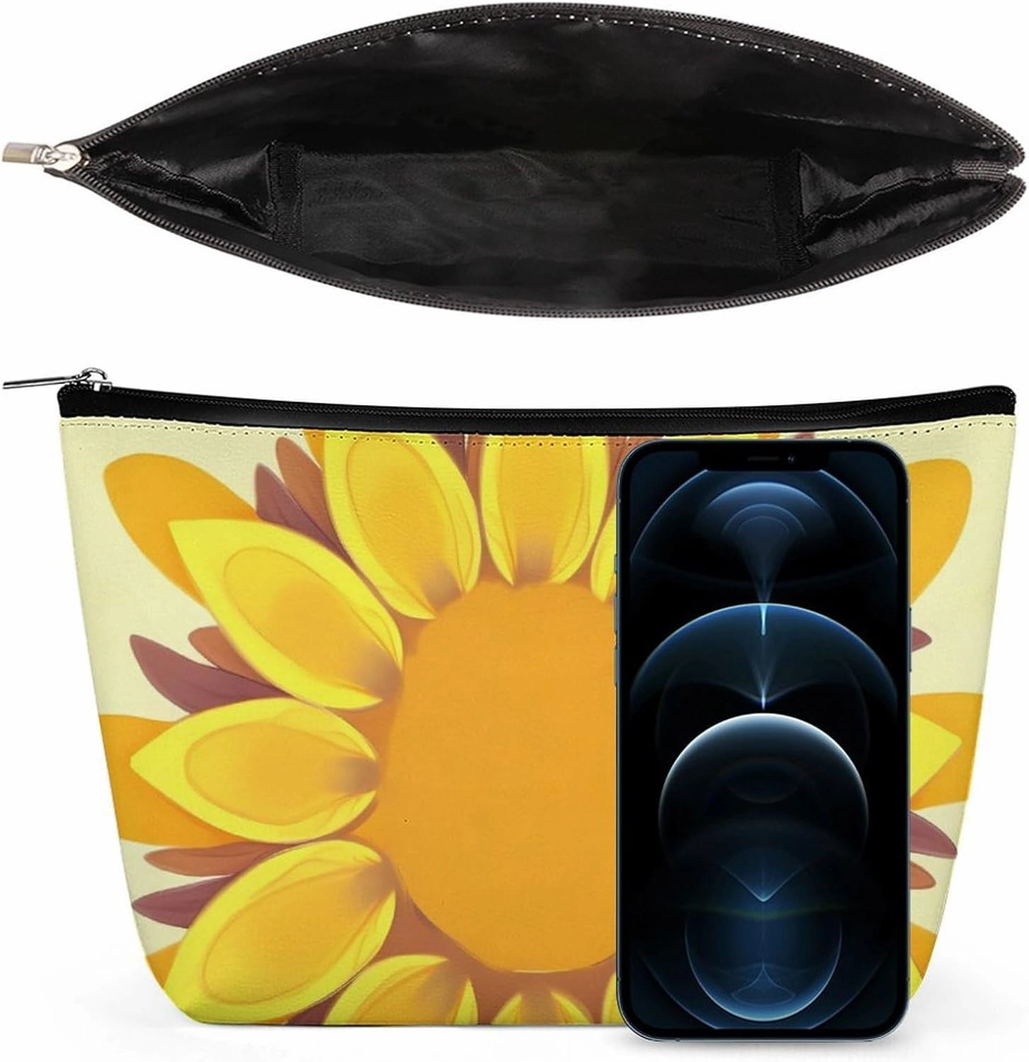 Portable Small Cosmetic Bag Cute Travel Makeup Bag Sunflower Beauty Waterproof Toiletry Bag for Women