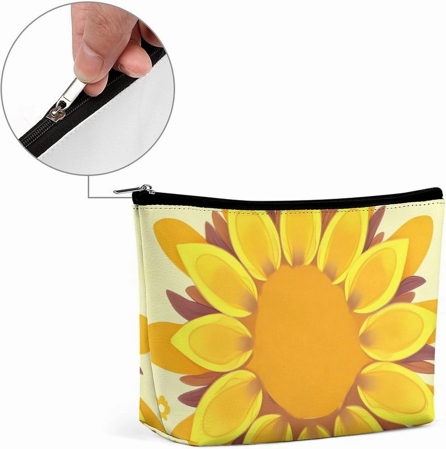 Portable Small Cosmetic Bag Cute Travel Makeup Bag Sunflower Beauty Waterproof Toiletry Bag for Women