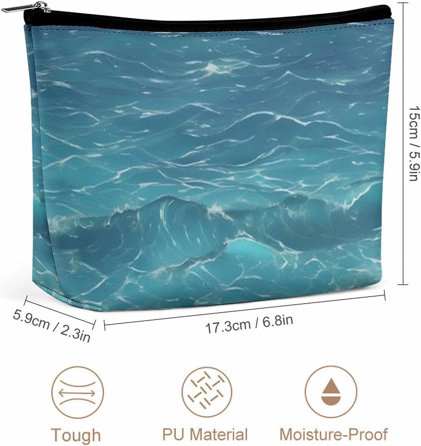 Portable Small Cosmetic Bag Cute Travel Makeup Bag The Deep Ocean Waterproof Toiletry Bag for Women