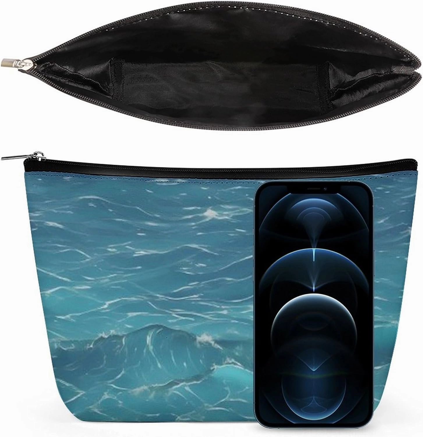Portable Small Cosmetic Bag Cute Travel Makeup Bag The Deep Ocean Waterproof Toiletry Bag for Women