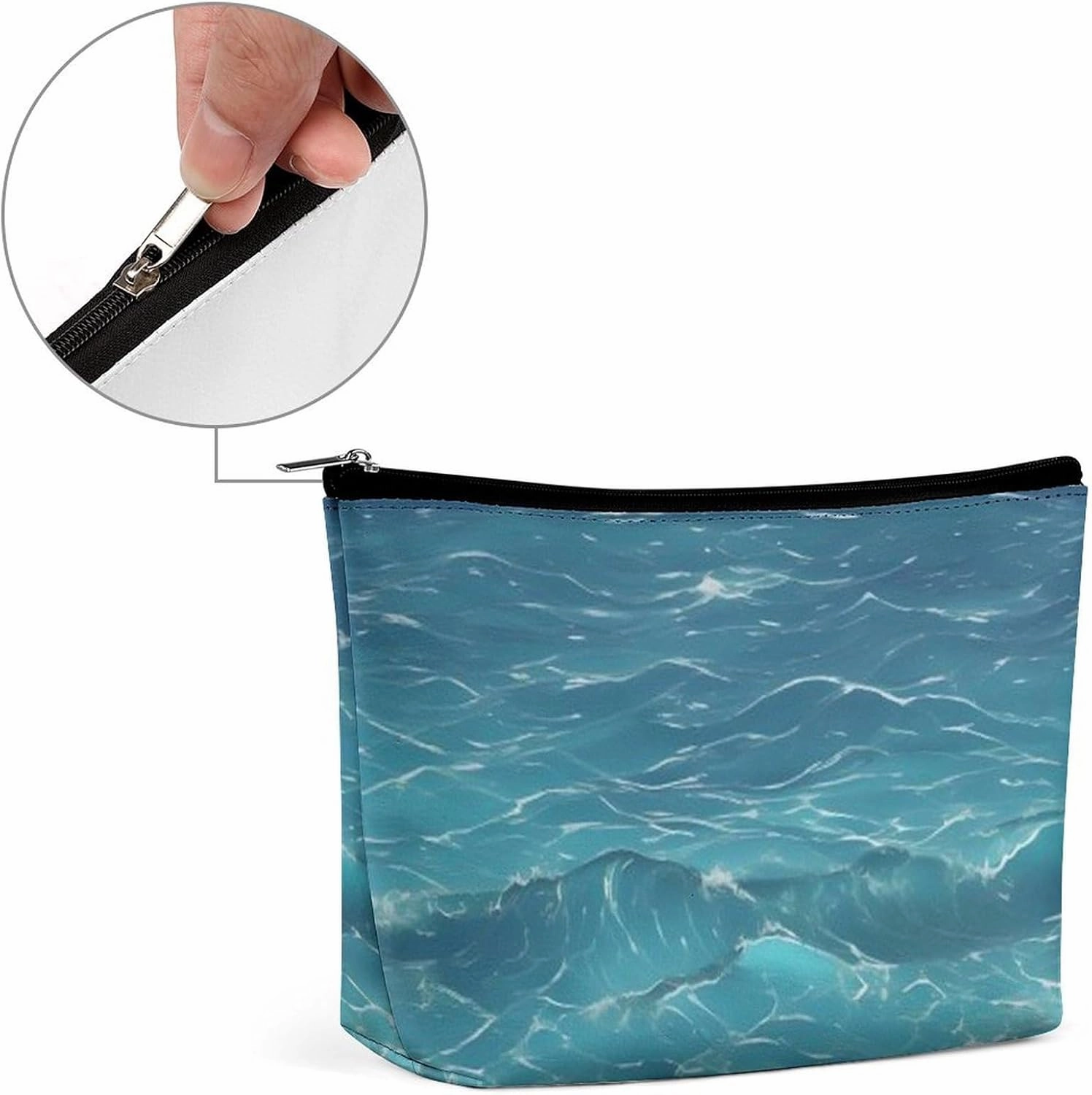 Portable Small Cosmetic Bag Cute Travel Makeup Bag The Deep Ocean Waterproof Toiletry Bag for Women