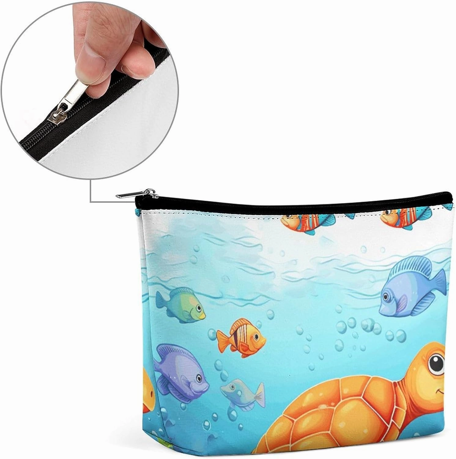 Portable Small Cosmetic Bag Cute Travel Makeup Bag Turtle And Fish Waterproof Toiletry Bag for Women
