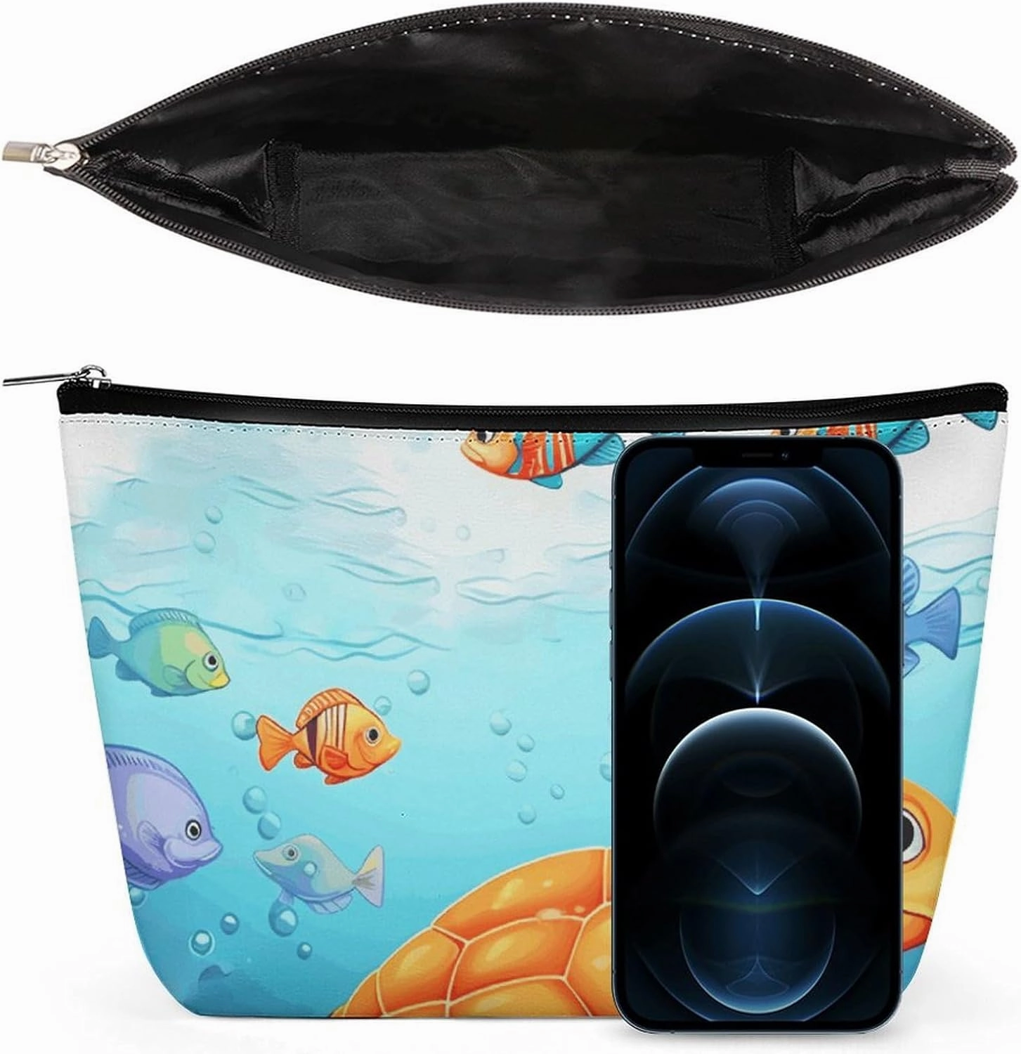 Portable Small Cosmetic Bag Cute Travel Makeup Bag Turtle And Fish Waterproof Toiletry Bag for Women