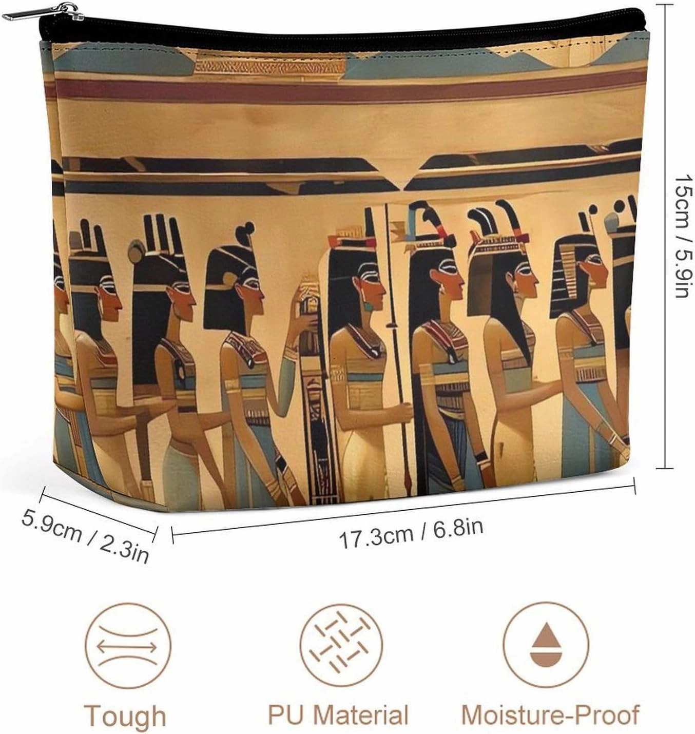 Portable Small Cosmetic Bag Cute Travel Makeup Bag Women in Ancient Egypt Waterproof Toiletry Bag for Women