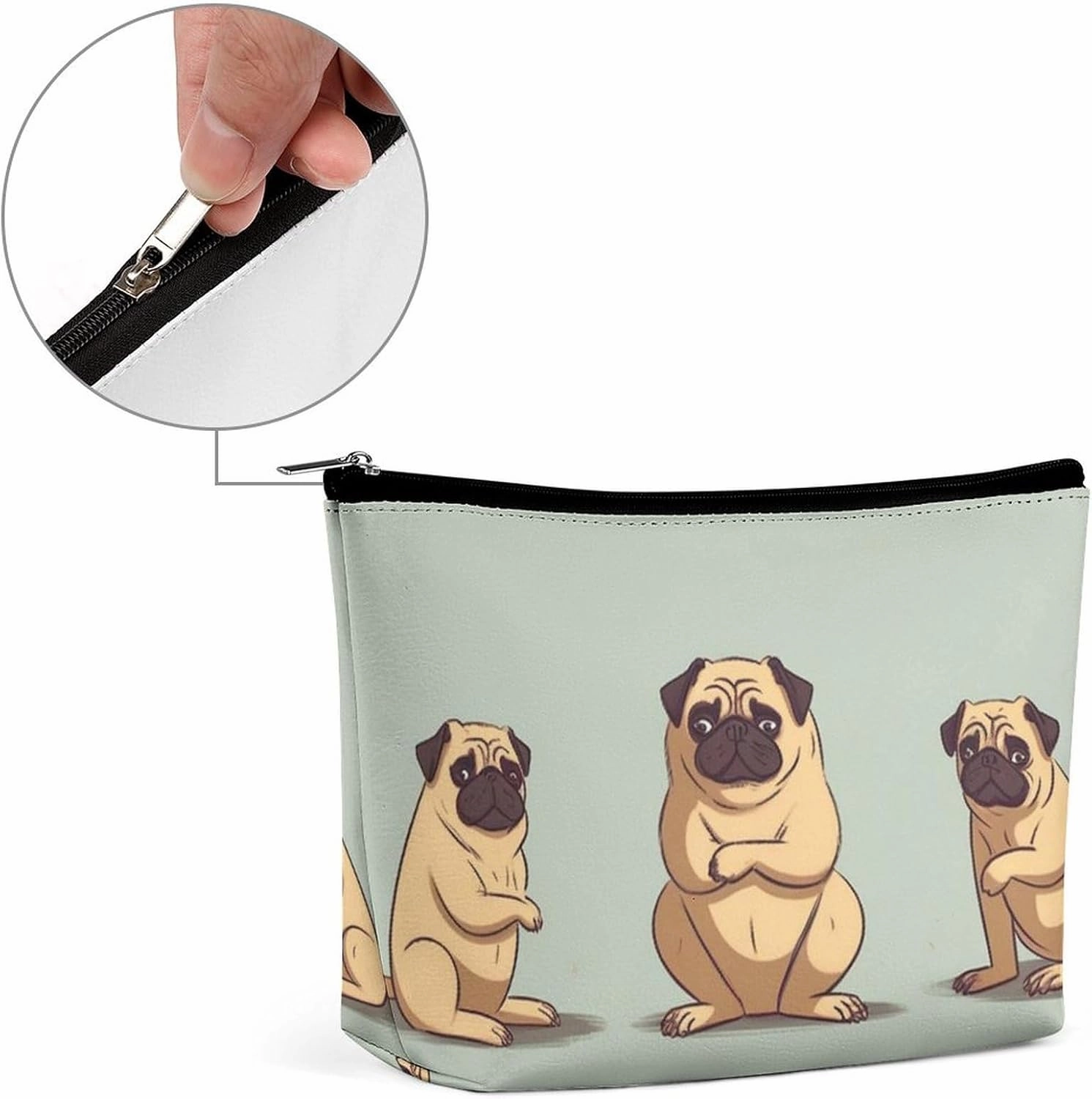 Portable Small Cosmetic Bag Cute Travel Makeup Bag Yoga Pug Waterproof Toiletry Bag for Women