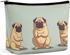 Portable Small Cosmetic Bag Cute Travel Makeup Bag Yoga Pug Waterproof Toiletry Bag for Women