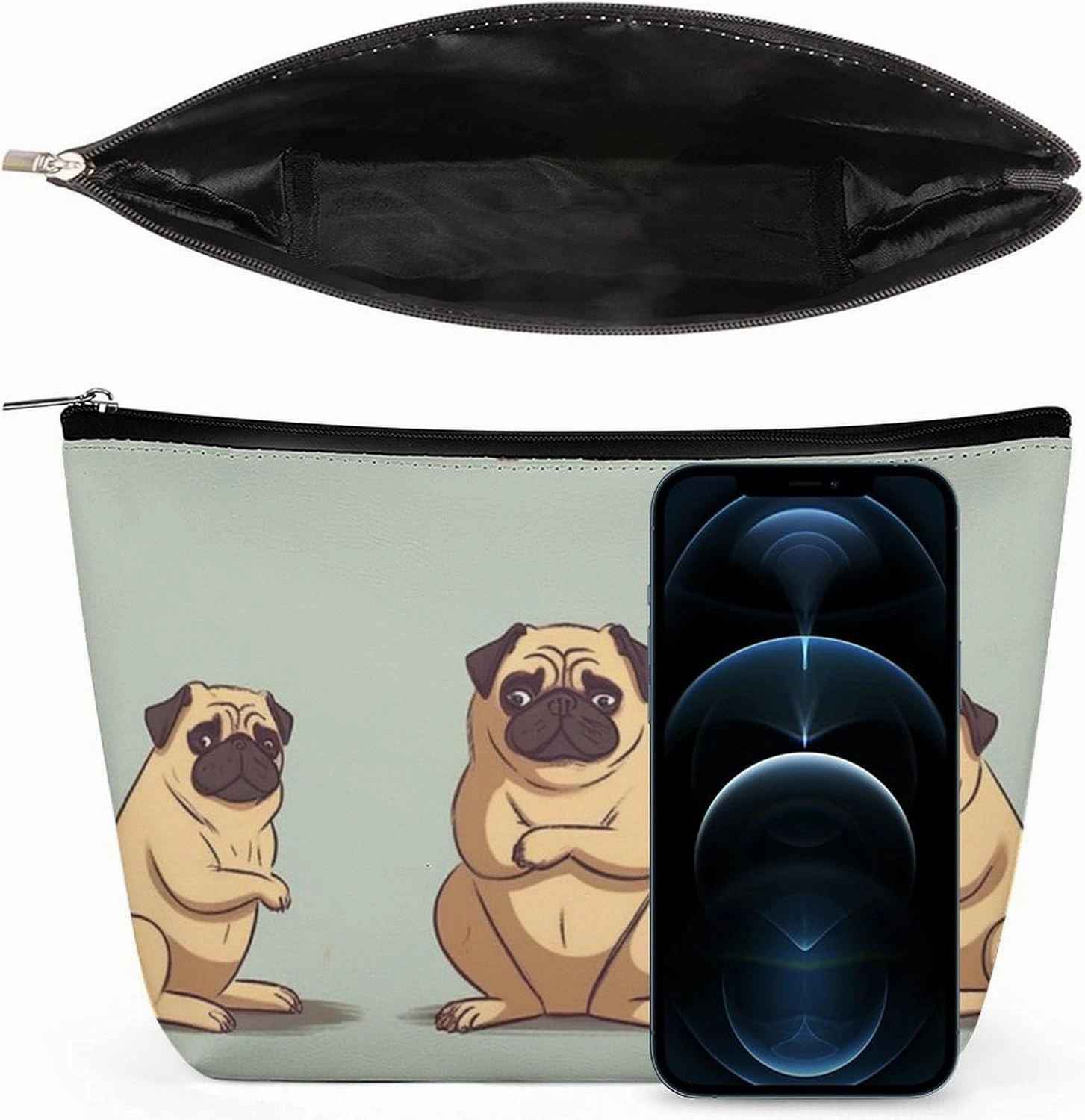 Portable Small Cosmetic Bag Cute Travel Makeup Bag Yoga Pug Waterproof Toiletry Bag for Women