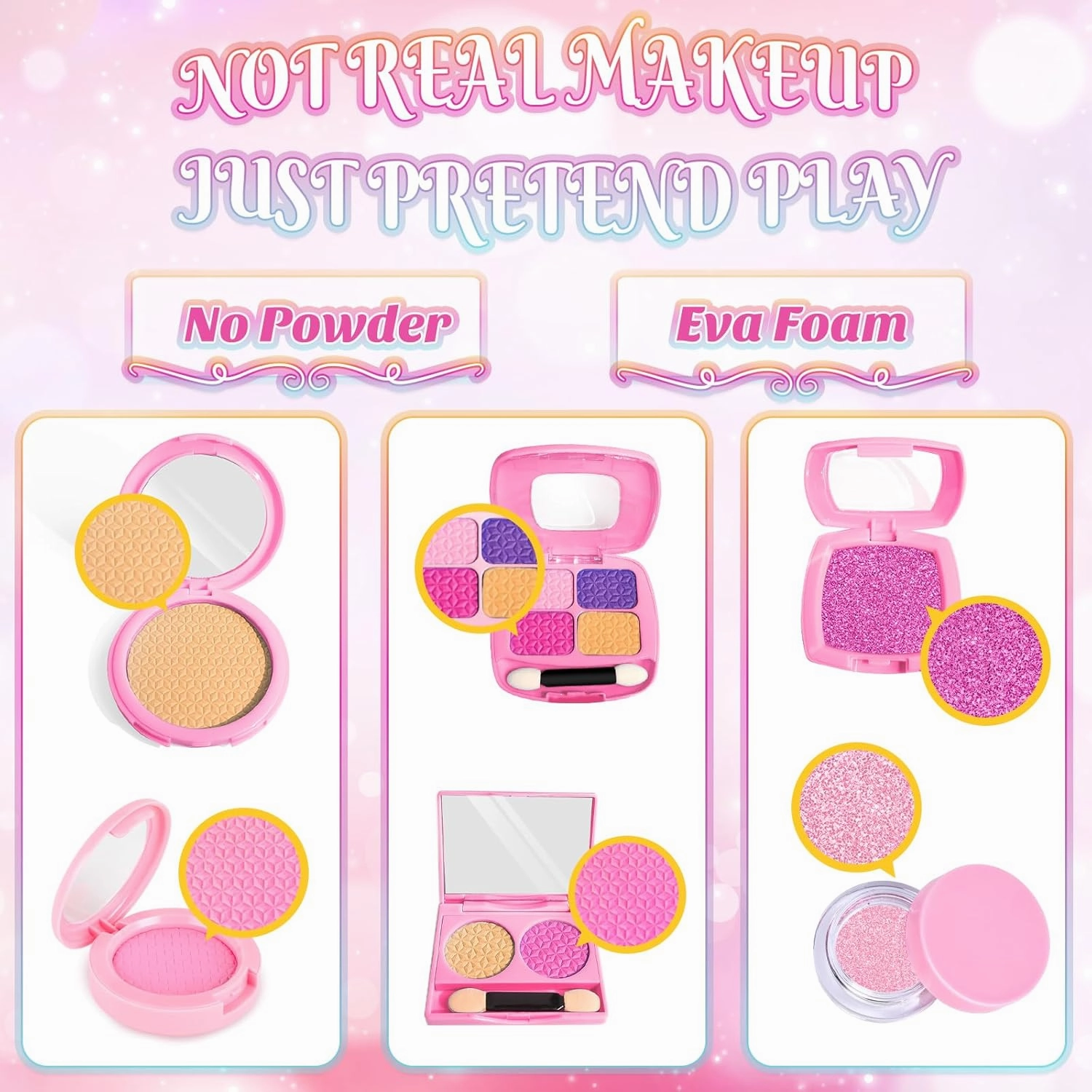 Pretend Makeup for Toddlers, Toy Play Makeup Set for Kids 3-5, Toddler Makeup Kit Pretend, Cat Toys for Kids Fake Makeup, Birthday Gifts Toys for 3 4 5 6 7 8  Year Old Girls (Not Real Makeup)