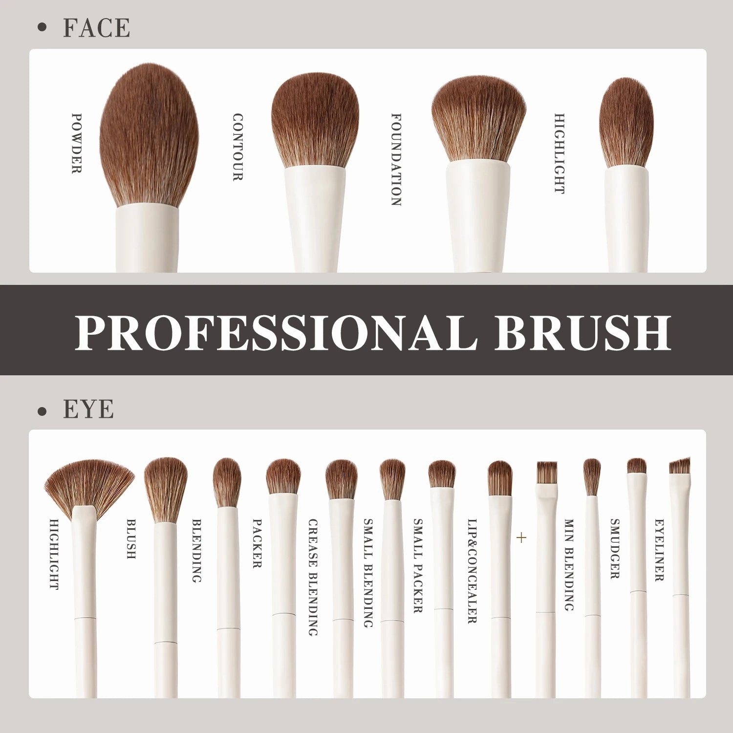 Professional Beige 15pcs Makeup Brush Set