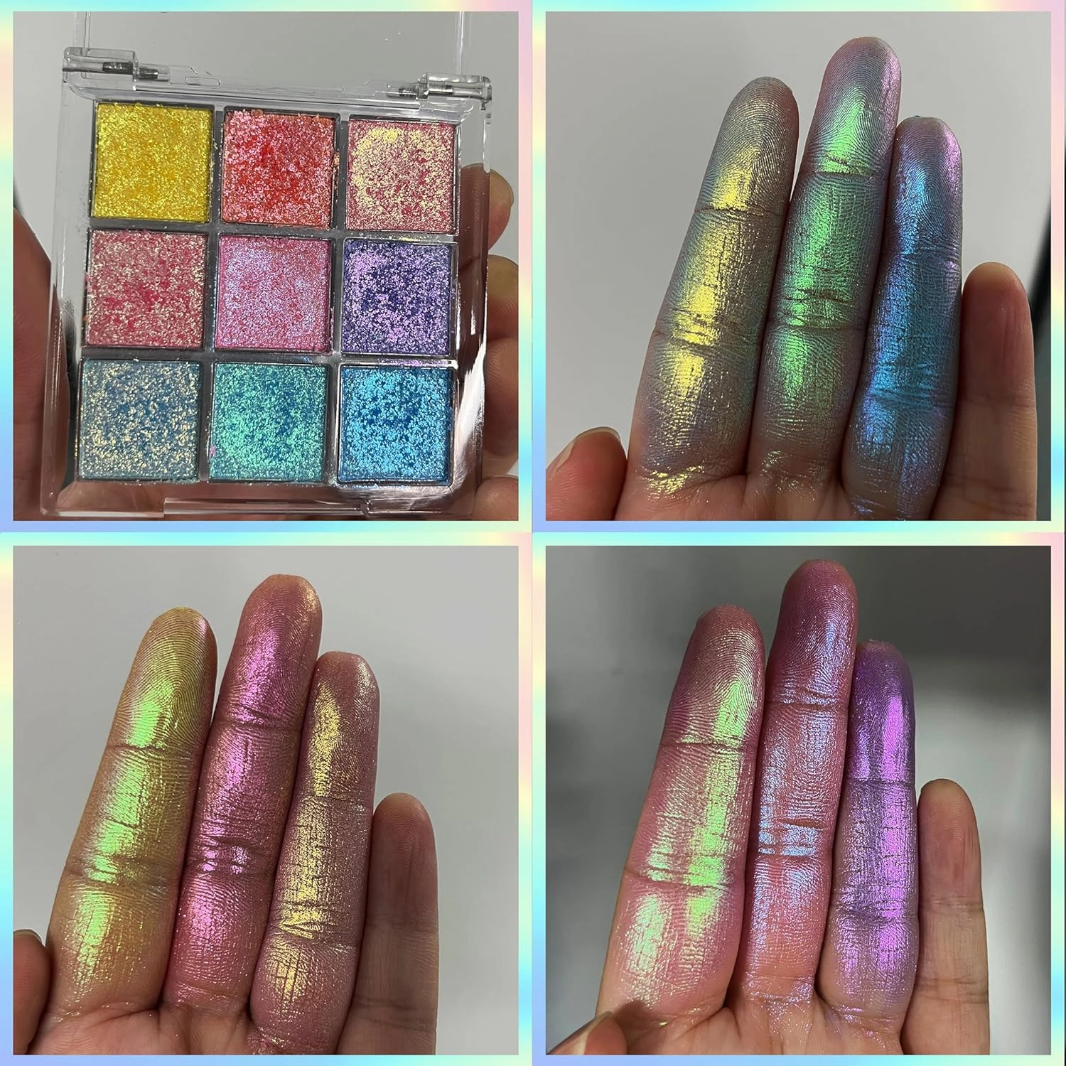 Professional super multi-chrome 9 color eyeshadow palette,long-lasting and handmade chameleon eyeshadow,100% Vegan and Cruelty Free with special colors,Super Smooth and Highly Pigmented (#01)