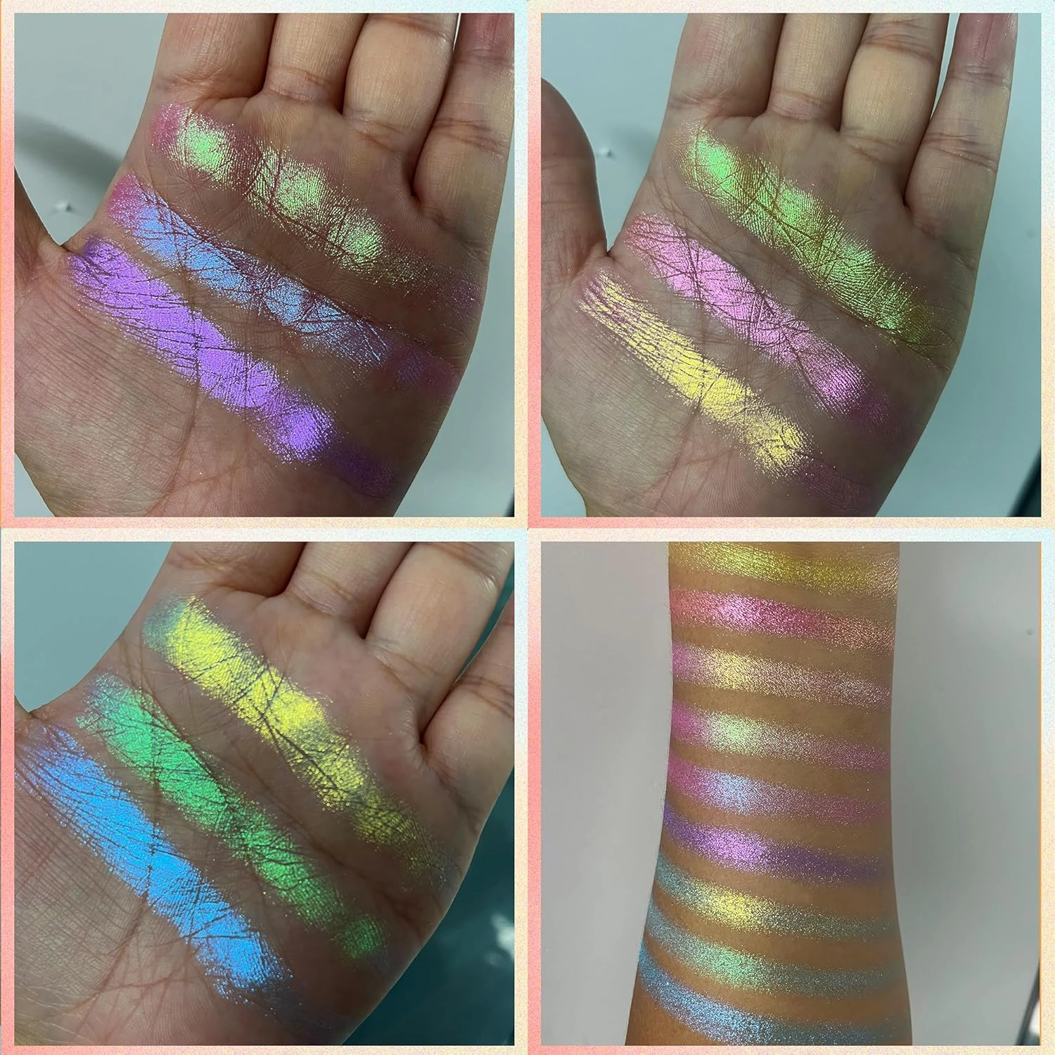 Professional super multi-chrome 9 color eyeshadow palette,long-lasting and handmade chameleon eyeshadow,100% Vegan and Cruelty Free with special colors,Super Smooth and Highly Pigmented (#01)