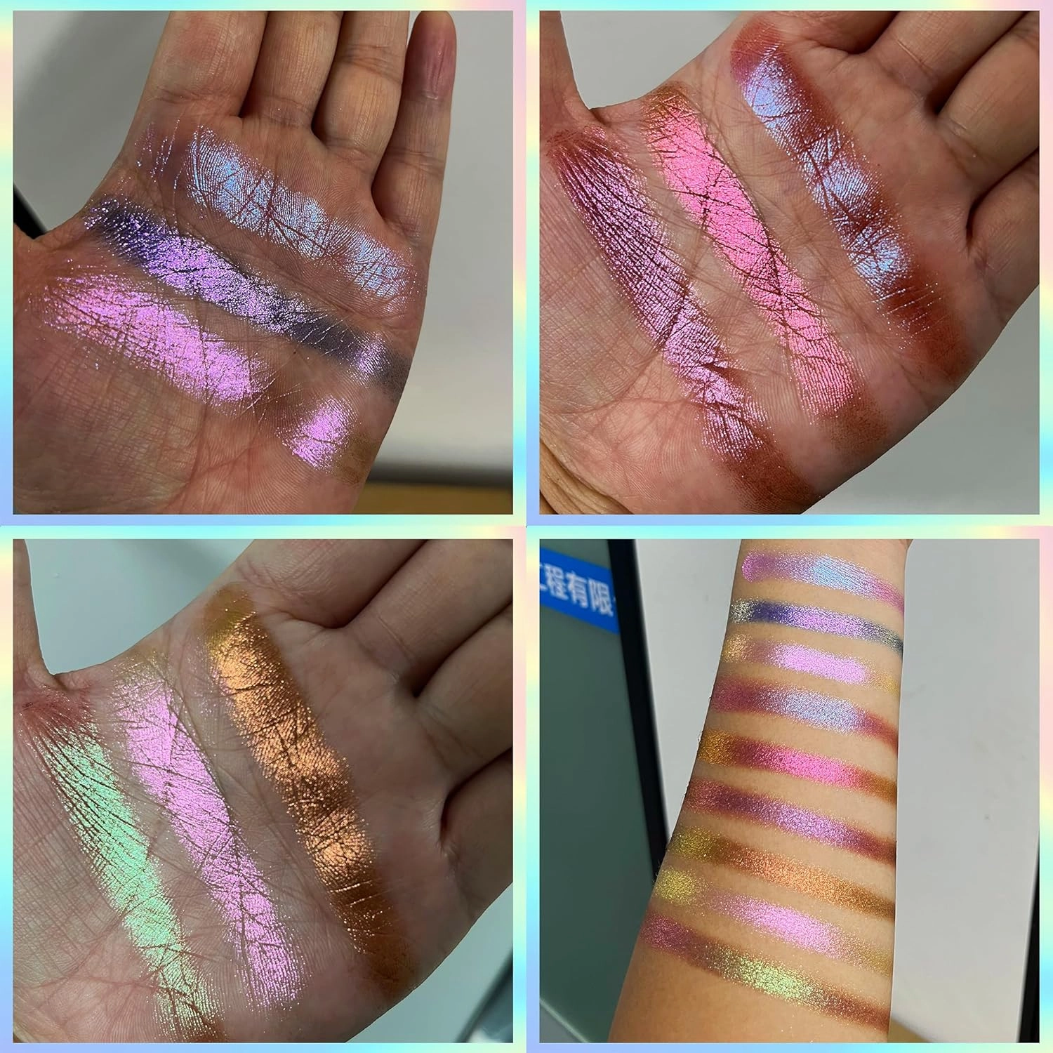Professional super multi-chrome 9 color eyeshadow palette,long-lasting and handmade chameleon eyeshadow,100% Vegan and Cruelty Free with special colors,Super Smooth and Highly Pigmented (#03)
