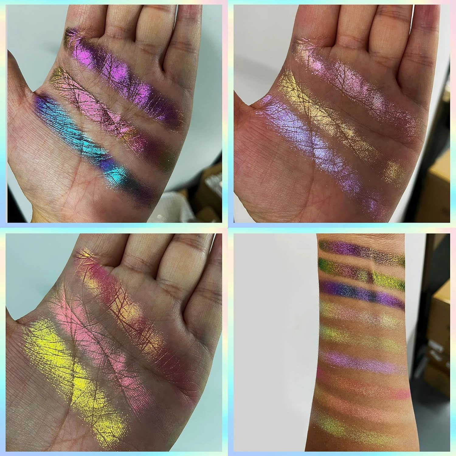 Professional super multi-chrome 9 color eyeshadow palette,long-lasting and handmade chameleon eyeshadow,100% Vegan and Cruelty Free with special colors,Super Smooth and Highly Pigmented (#04)