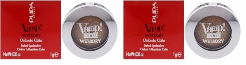 Pupa Milano Vamp! Wet And Dry Baked Eyeshadow - Brilliant, Highly Pigmented Colors - Light And Creamy Makeup Formula - Professional Quality Shimmer Powder Eye Shadows - 101 Precious Gold - 0.035 Oz