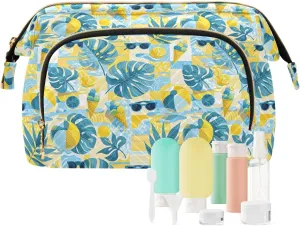 Quilted Makeup Organizer Spacious Travel Bag with Puffy Padded Design for Women