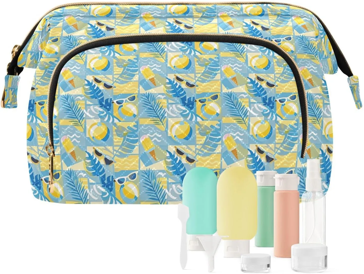 Quilted Makeup Organizer Spacious Travel Bag with Puffy Padded Design for Women
