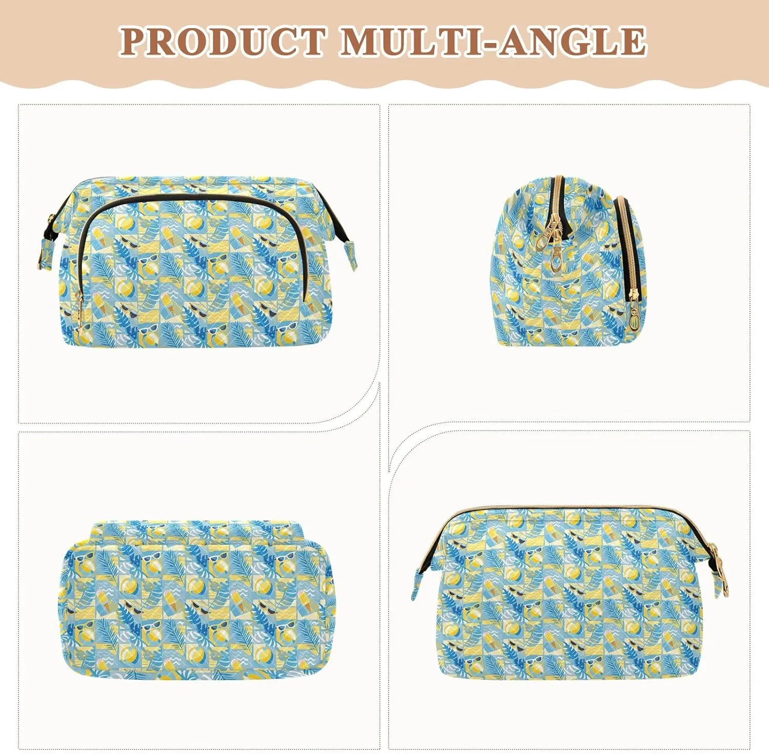 Quilted Makeup Organizer Spacious Travel Bag with Puffy Padded Design for Women