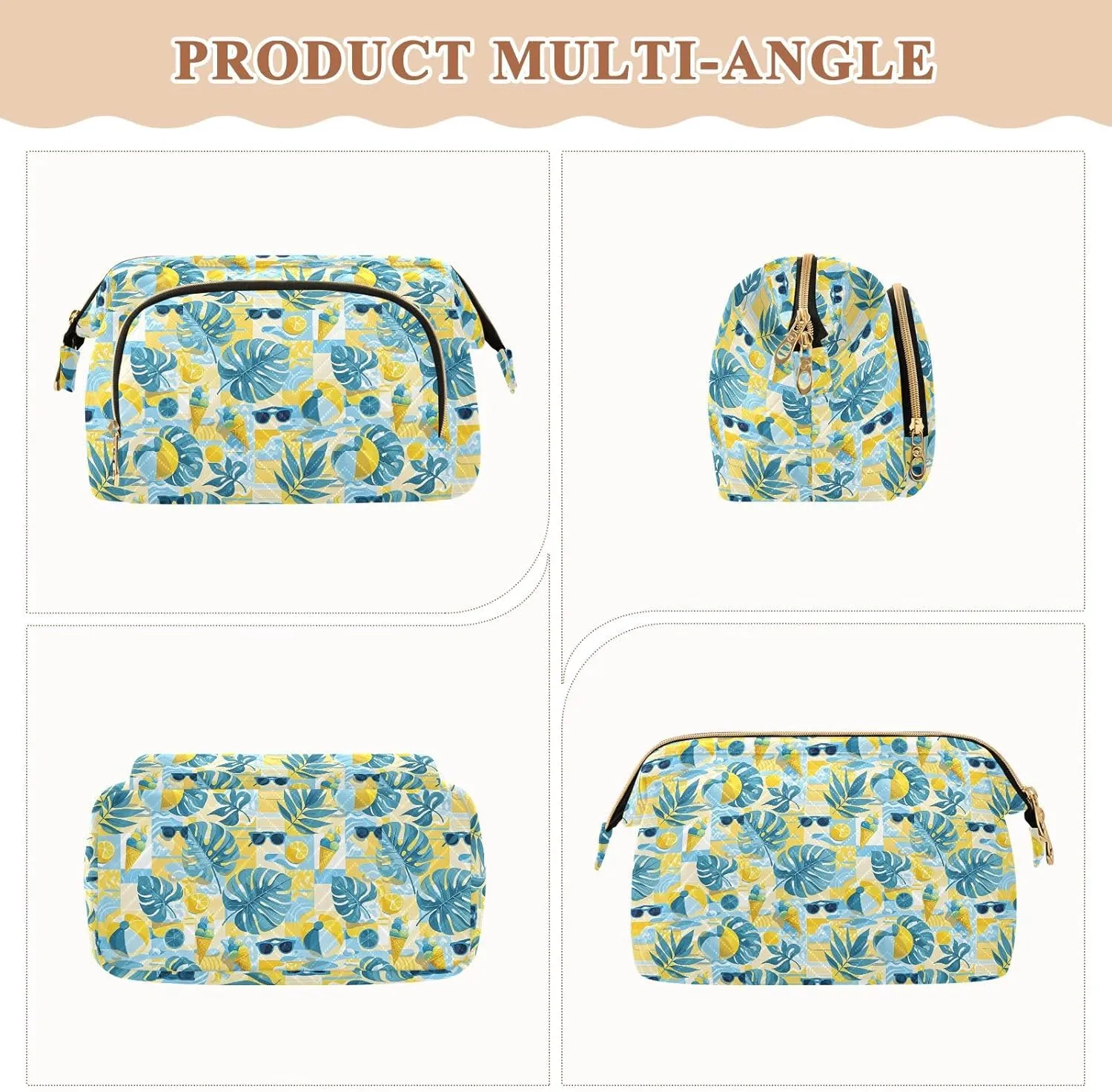 Quilted Makeup Organizer Spacious Travel Bag with Puffy Padded Design for Women