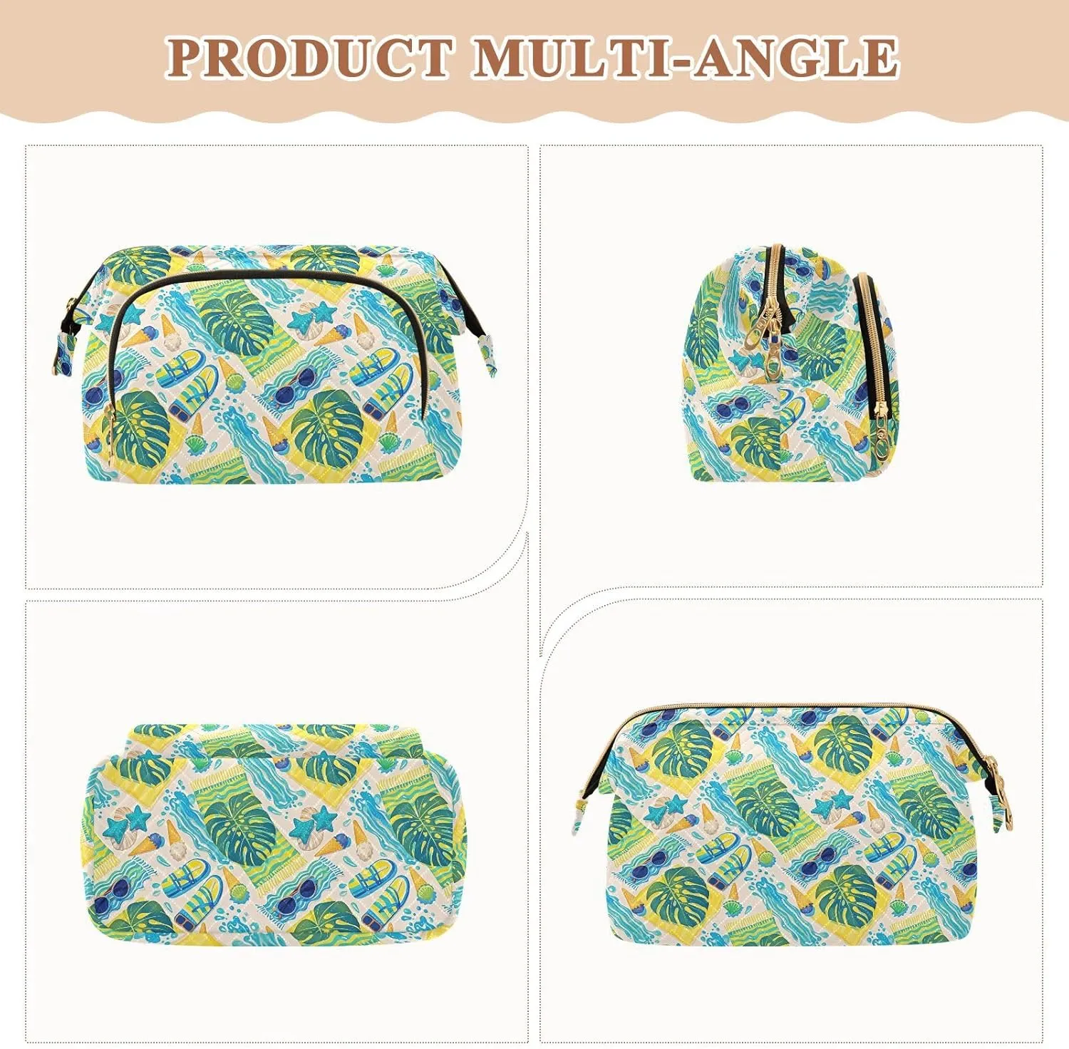 Quilted Makeup Organizer Spacious Travel Bag with Puffy Padded Design for Women