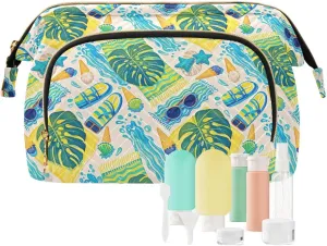 Quilted Makeup Organizer Spacious Travel Bag with Puffy Padded Design for Women