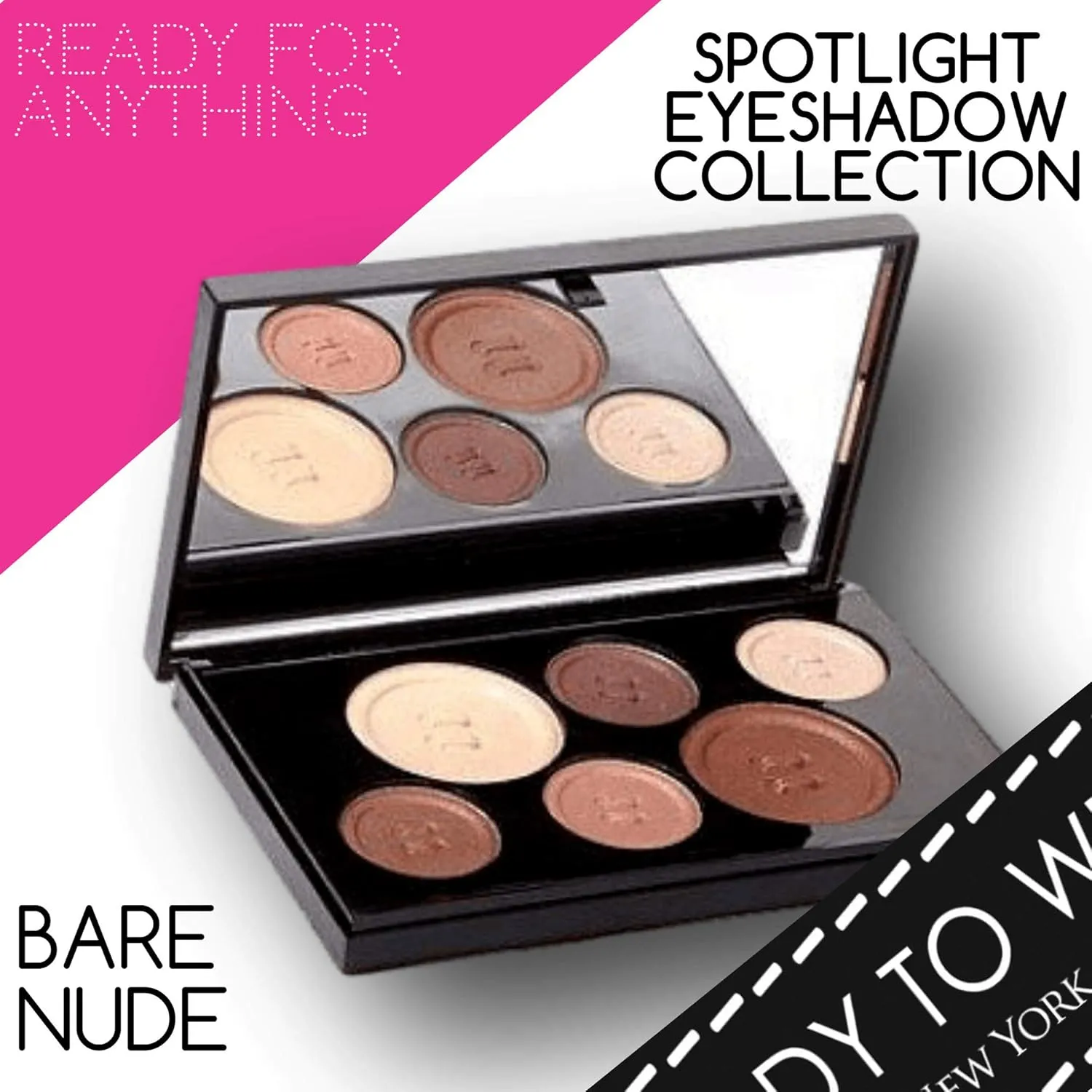 Ready To Wear Long Lasting Spotlight Eyeshadow Collection- Rich & Silky Colors in a Mirrored Compact Made In Italy (BARE NUDE)