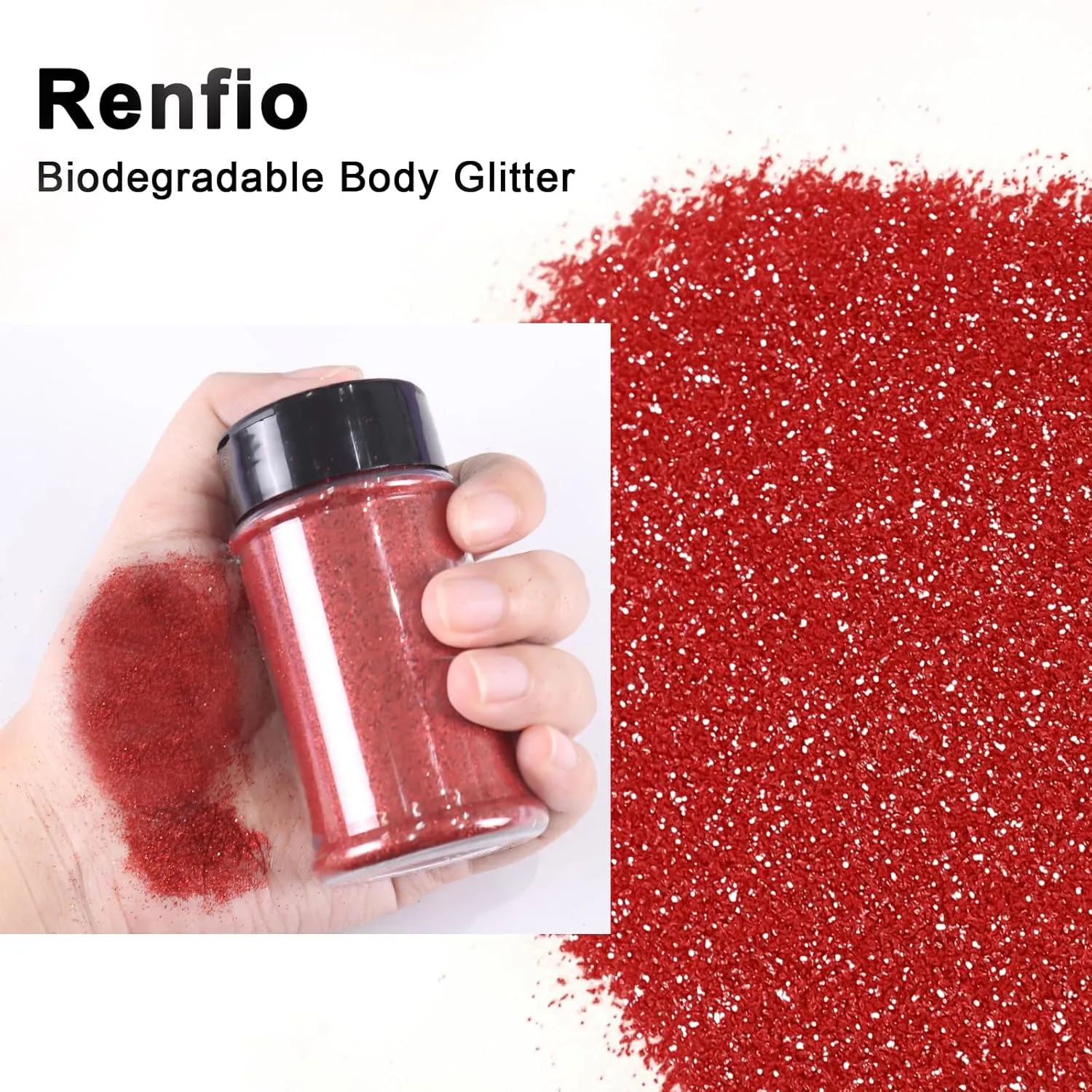 Renfio Biodegradable Glitter, 1.58oz/45g Eco-Friendly Fine 1/128'' Glitter for Candle Making, Cosmetic Craft, Bio Sparkles Flakes for Bath Bomb, Soap Making, Makeup - Wine Red