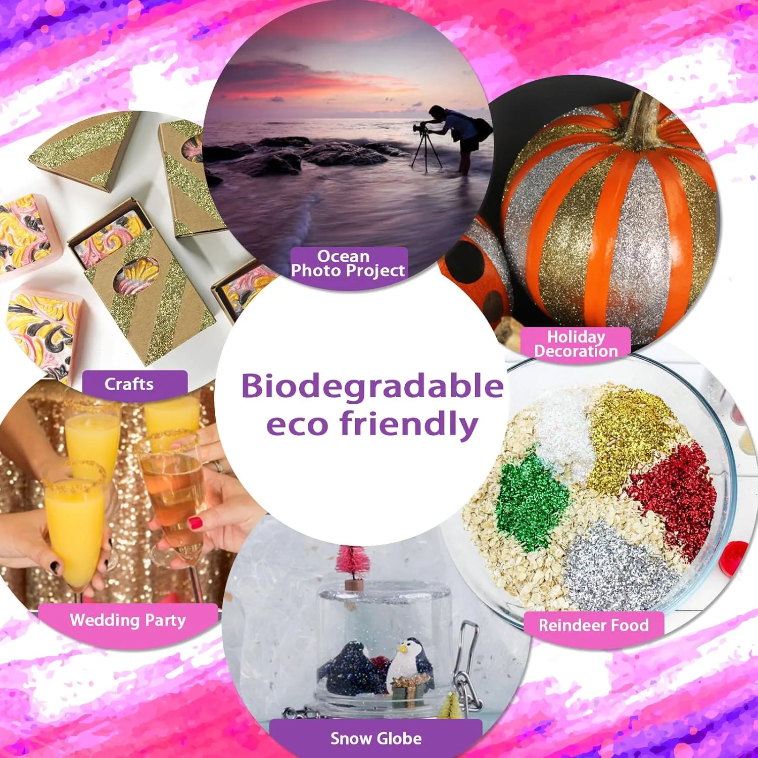 Renfio Biodegradable Glitter, 1.58oz/45g Eco-Friendly Fine 1/128'' Glitter for Candle Making, Cosmetic Craft, Bio Sparkles Flakes for Bath Bomb, Soap Making, Makeup - Wine Red
