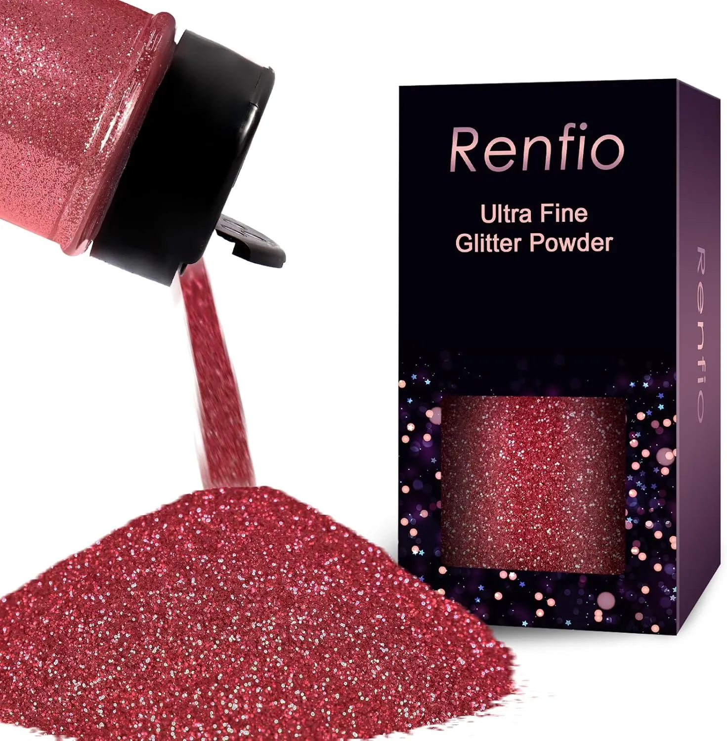 Renfio Biodegradable Glitter, 1.58oz/45g Eco-Friendly Fine 1/128'' Glitter for Candle Making, Cosmetic Craft, Bio Sparkles Flakes for Bath Bomb, Soap Making, Makeup - Wine Red