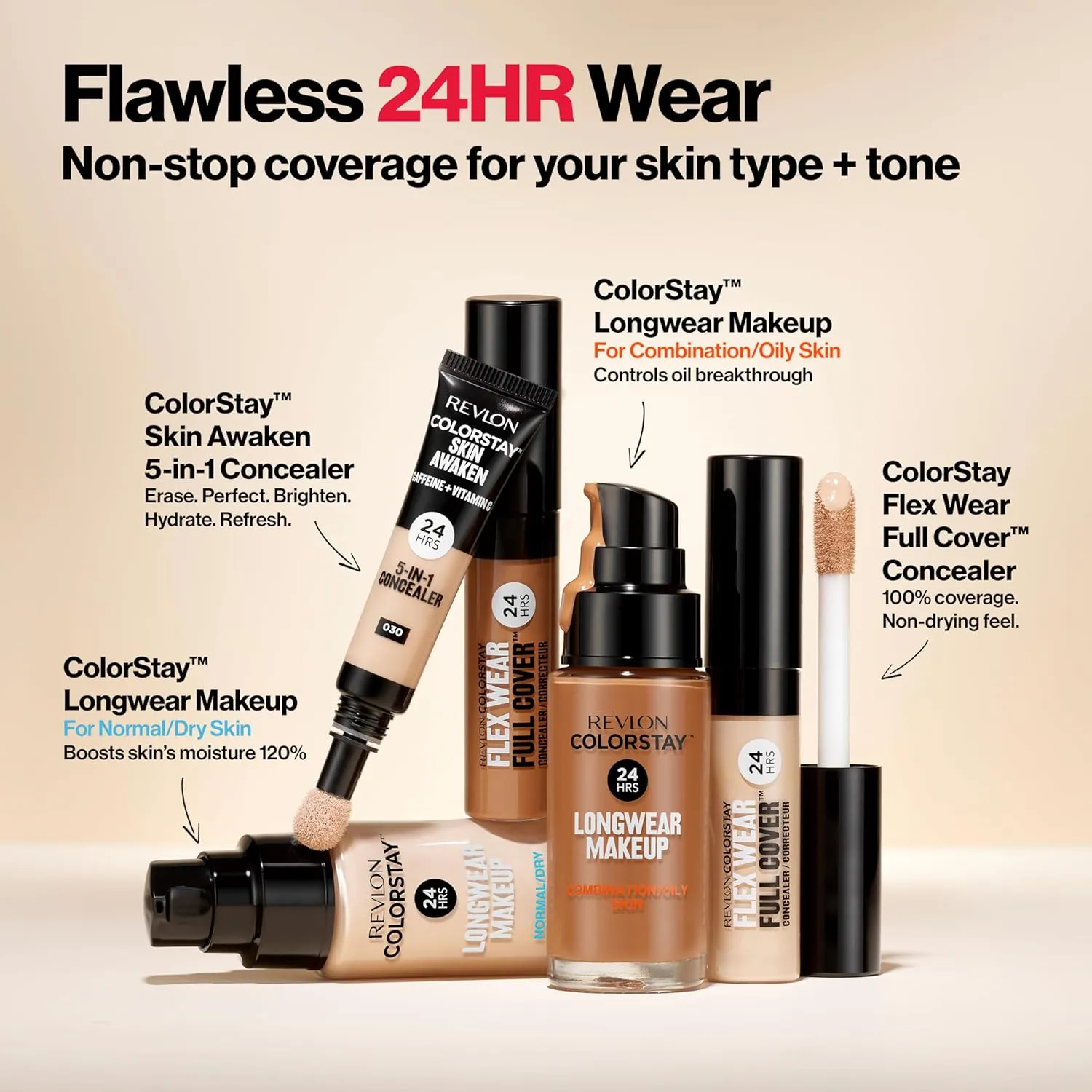 Revlon Liquid Foundation, ColorStay Face Makeup for Combination & Oily Skin, SPF 15, Medium-Full Coverage with Matte Finish, 135 Vanilla, 1 Fl Oz