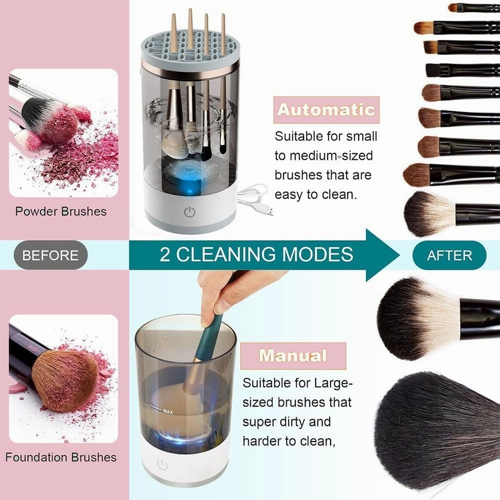 Rinse Hero Brush Cleaner, Beauty Swirl Electric Cosmetic Brush Cleaner, The Cozy Luna Brush Cleaner, Efficient Automatic Makeup Brush Cleaner Machine, for Deep Cleaning All Types of Brushes(2pcs-c)