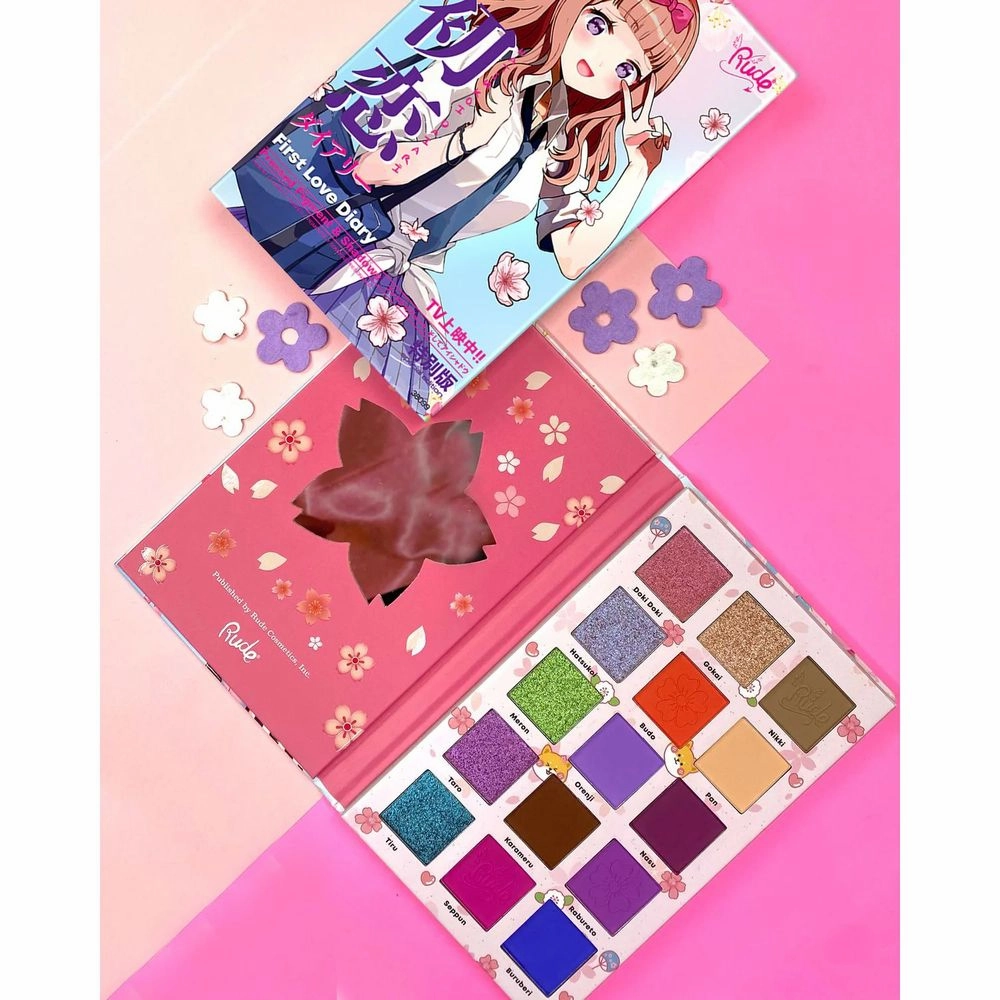 Rude Cosmetics Manga Collection Pressed Pigments & Shadows Palette - First Love Diary
